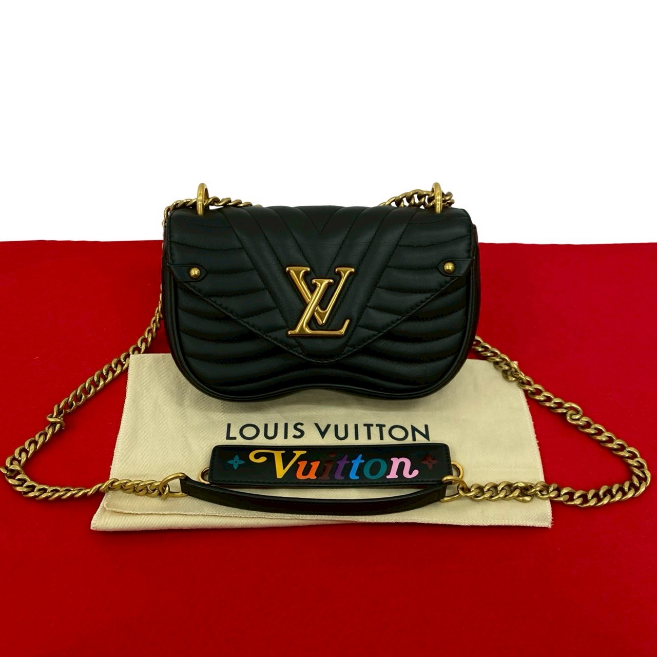 【尖んがり2倍】未当て嵌める納める品 袋付 LOUIS VUITTON ルイヴィトン 前衛派 チェーン店御徒面子 PM なめし革 ショルダーバッグ ポシェット 黒いこと 205-6【貨物輸送無料】【中古】
