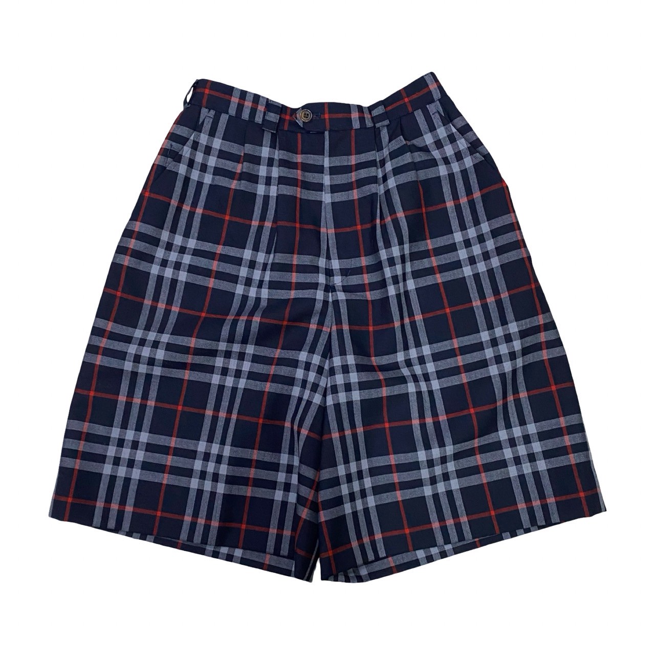 【ポイント2倍】極 美品 BURBERRYS バーバリーズ ノバチェック ウール ポリエステル ハーフパンツ キュロット ボトムス レディース M ネイビー 32629【送料無料】【中古】