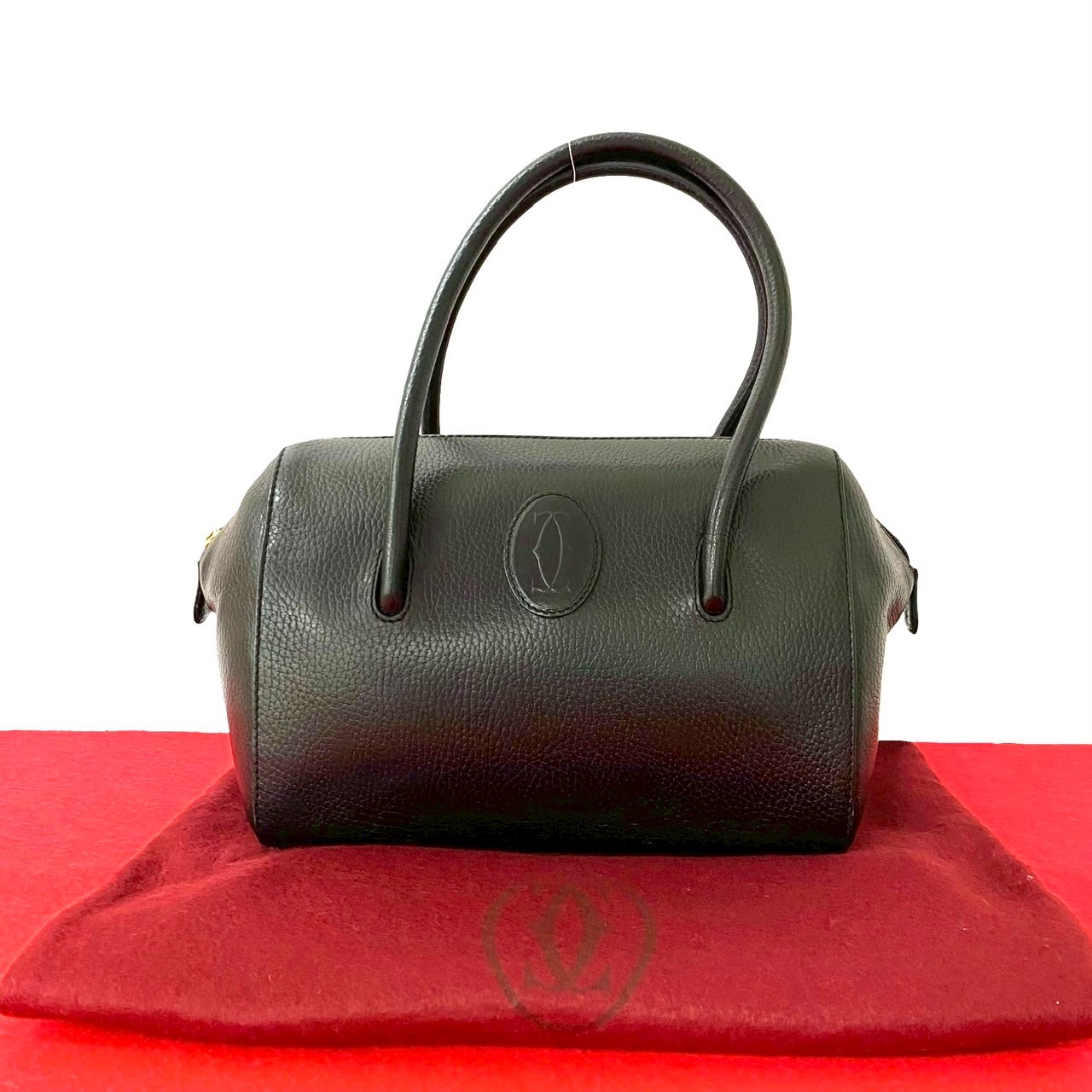 カルティエ ミニボストン マストライン レザー ハンドバッグ カデナ 鍵付き カルティエ ミニボストン マストライン レザー ハンドバッグ