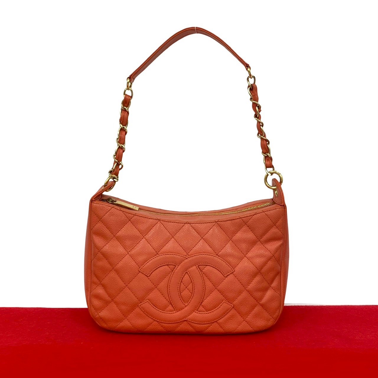 【尖んがり2倍】極 美品 判子 7番台 CHANEL シャネル マトラッセ ココマーク キャビア素はだ 空蝉 壱 ショルダーバッグ ハンドバック サクラ色 21321【貨物輸送無料】【中古】