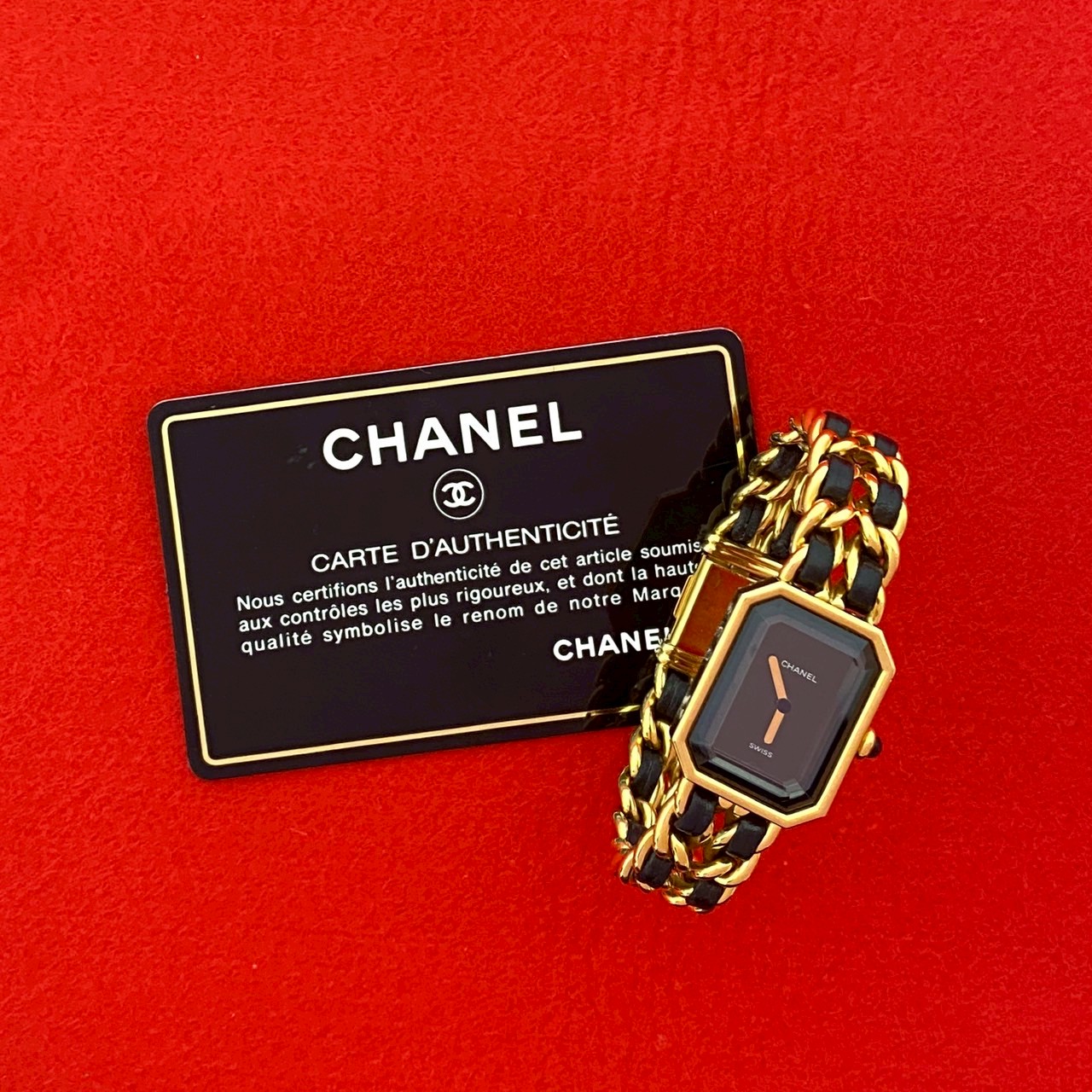 【ポイント2倍】稼働品 極 美品 CHANEL シャネル プルミエール Mサイズ クォーツ ステンレス レザー 本革 腕時計 リストウォッチ ゴールド ブラック 13480【送料無料】【中古】