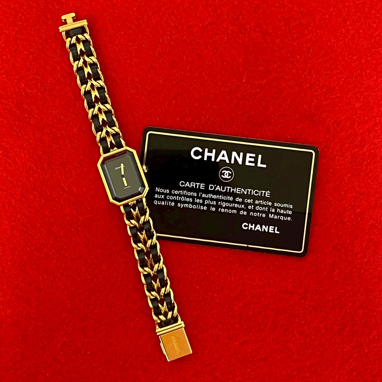 【ポイント2倍】稼働品 極 美品 CHANEL シャネル プルミエール Mサイズ クォーツ ステンレス レザー 本革 腕時計 リストウォッチ ゴールド ブラック 38479【送料無料】【中古】