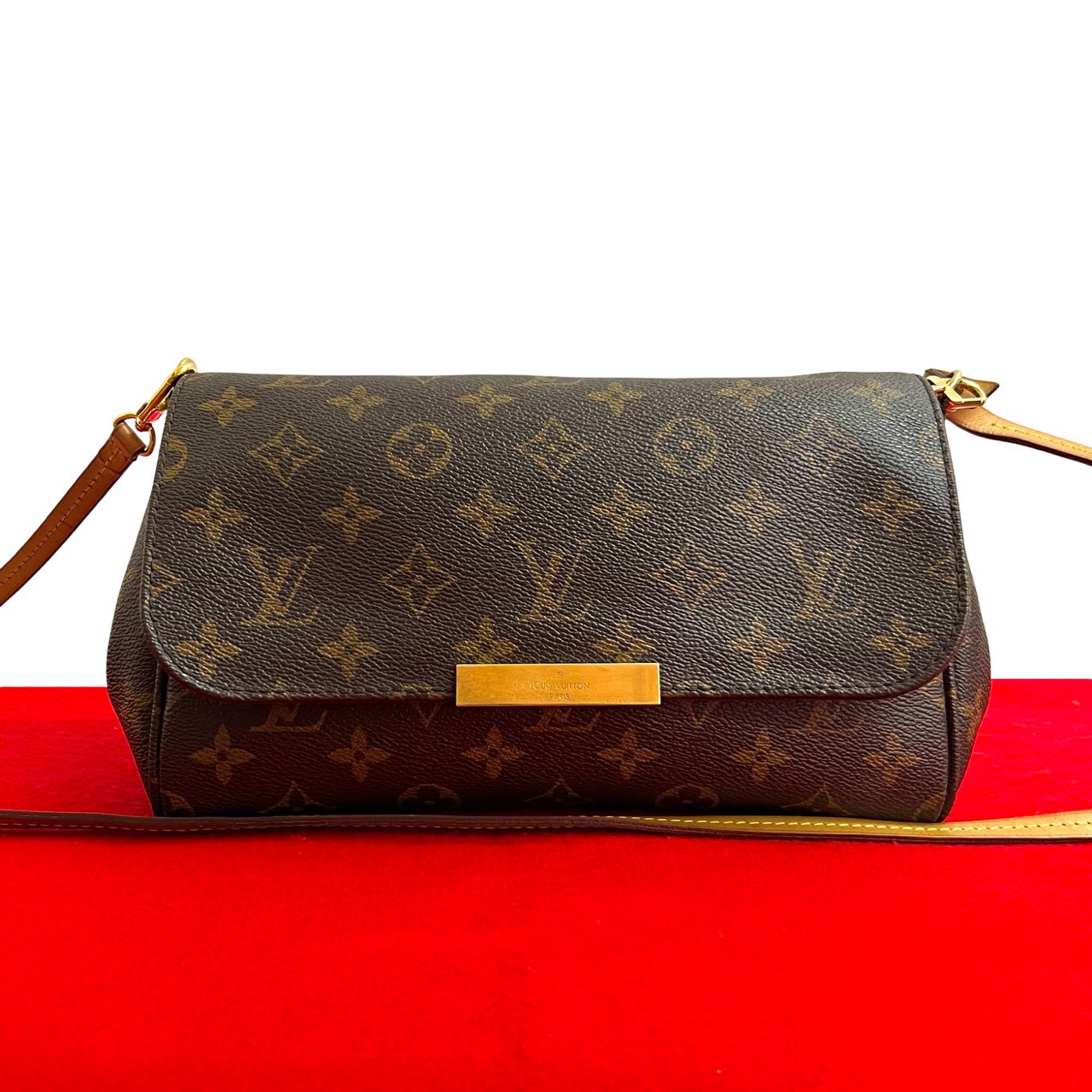 【尖んがり2倍】極 美品 LOUIS VUITTON ルイヴィトン フェイバリット MM なめし革 2way チェーン店 ハンドバック ショルダーバッグ ポシェット 赤銅色 32929【貨物輸送無料】【中古】