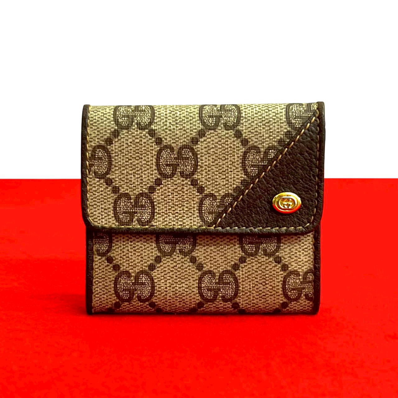 【ポイント2倍】未使用保管品 GUCCI グッチ オールドグッチ GG ロゴ 柄 金具 レザー 本革 コインケース ミニ ケース ポーチ 小物入れ ブラウン 41591【送料無料】【中古】｜Trip Vintage