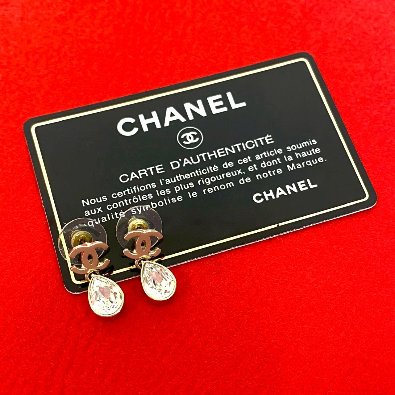 【ポイント2倍】極 美品 コメあり A22C CHANEL シャネル ココマーク モチーフ GP ラインストーン ドロップ ピアス アクセサリー 小物 ゴールド 19615【送料無料】【中古】