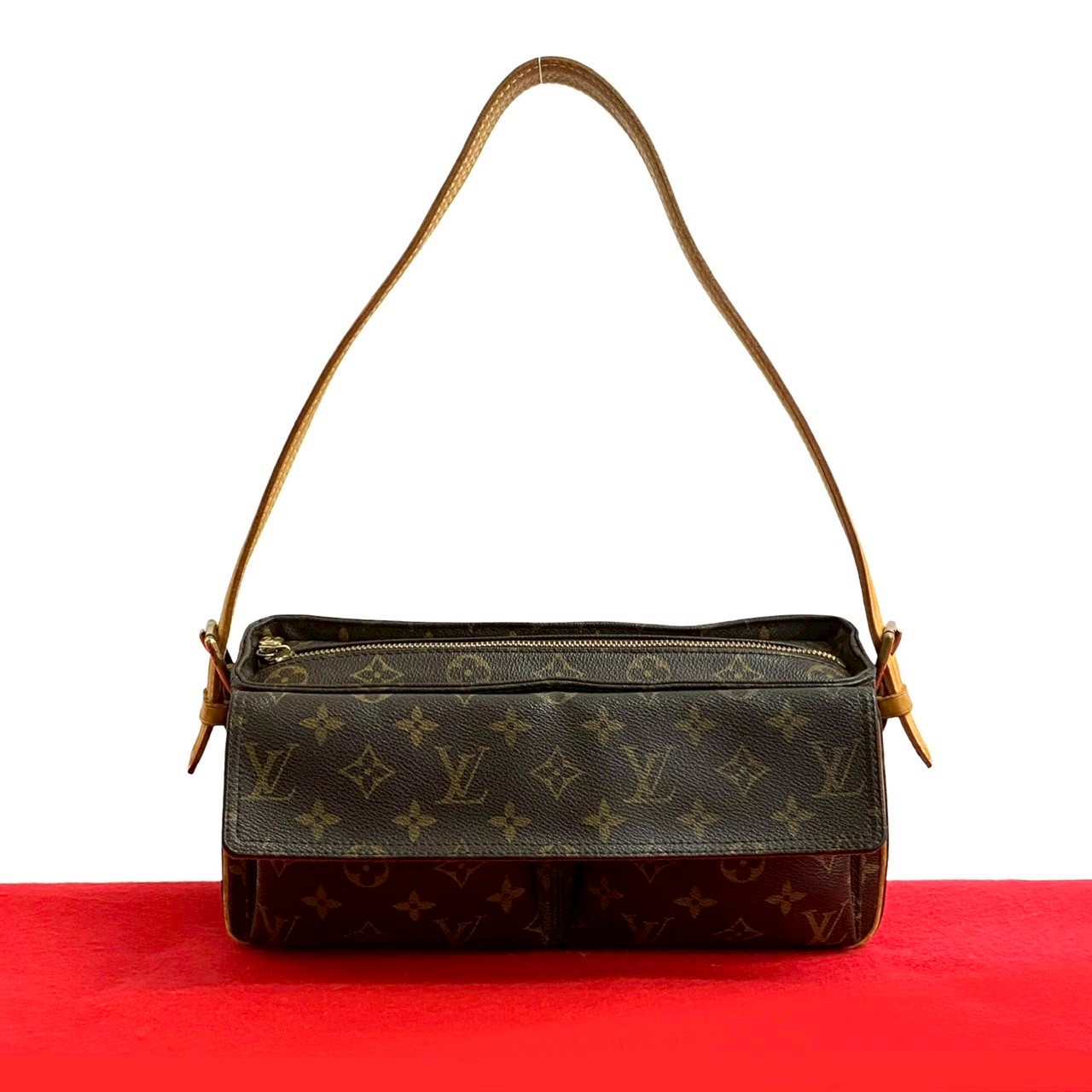 【ポイント2倍】極 美品 LOUIS VUITTON ルイヴィトン ヴィバシテ モノグラム レザー 本革 ワンショルダーバッグ セミショルダーバッグ ブラウン 24062【送料無料】【中古】