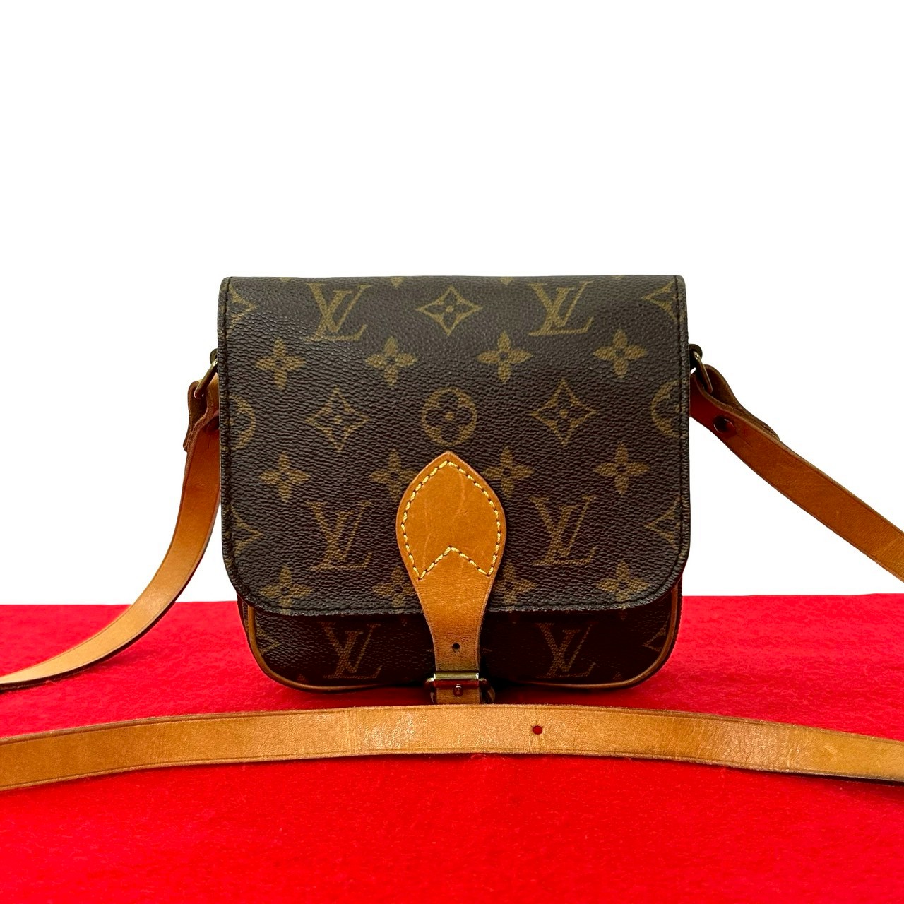 【ポイント2倍】極 美品 LOUIS VUITTON ルイヴィトン カルトシエール モノグラム レザー 本革 ミニ ショルダーバッグ ポシェット ブラウン 148-1【送料無料】【中古】