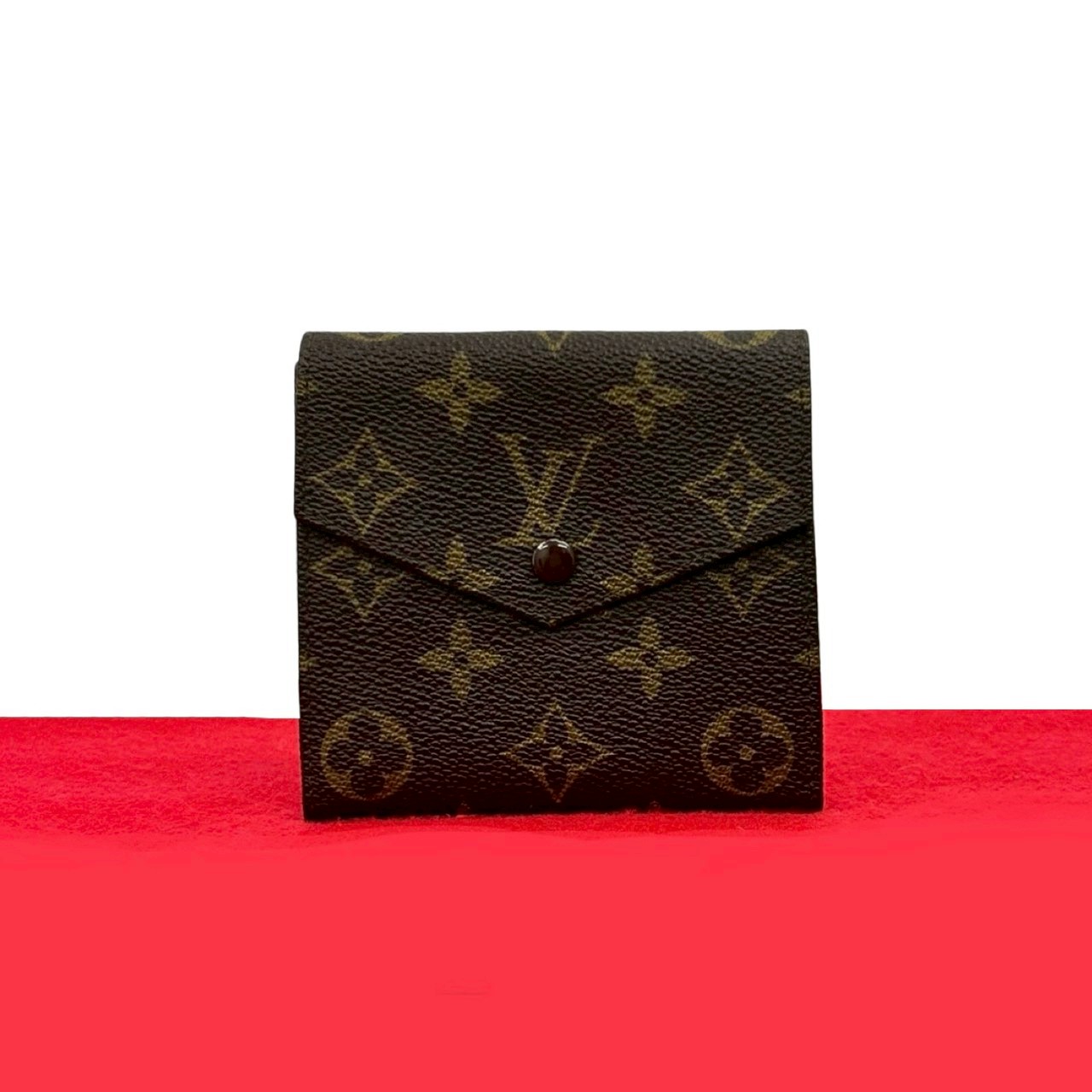 【尖んがり2倍】極 美品 LOUIS VUITTON ルイヴィトン ヴィンテージ ポルトモネ ビエ モノグラム なめし革 三つ折り札入れ ミニ ウォレット 赤銅色 57264【貨物輸送無料】【中古】