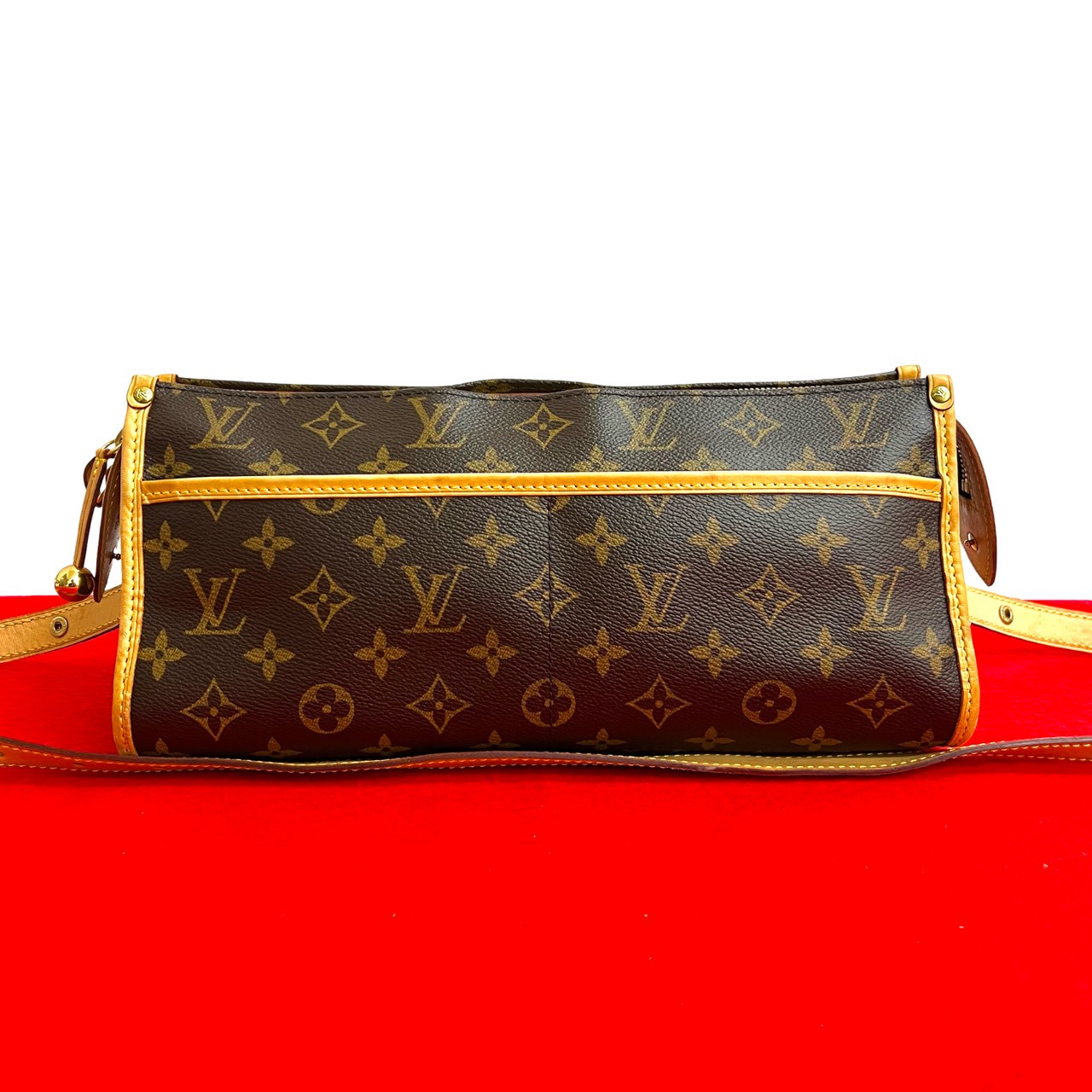 【ポイント2倍】極 美品 LOUIS VUITTON ルイヴィトン ポパンクール ロン モノグラム レザー 本革 ショルダーバッグ ポシェット サコッシュ ブラウン 35245【送料無料】【中古】