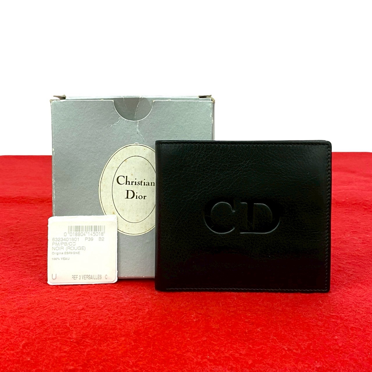 【ポイント2倍】極 美品 保存箱付 Christian Dior ディオール ヴィンテージ CD ロゴ レザー 本革 二つ折り 財布 ミニ ウォレット ブラック 21689【送料無料】【中古】