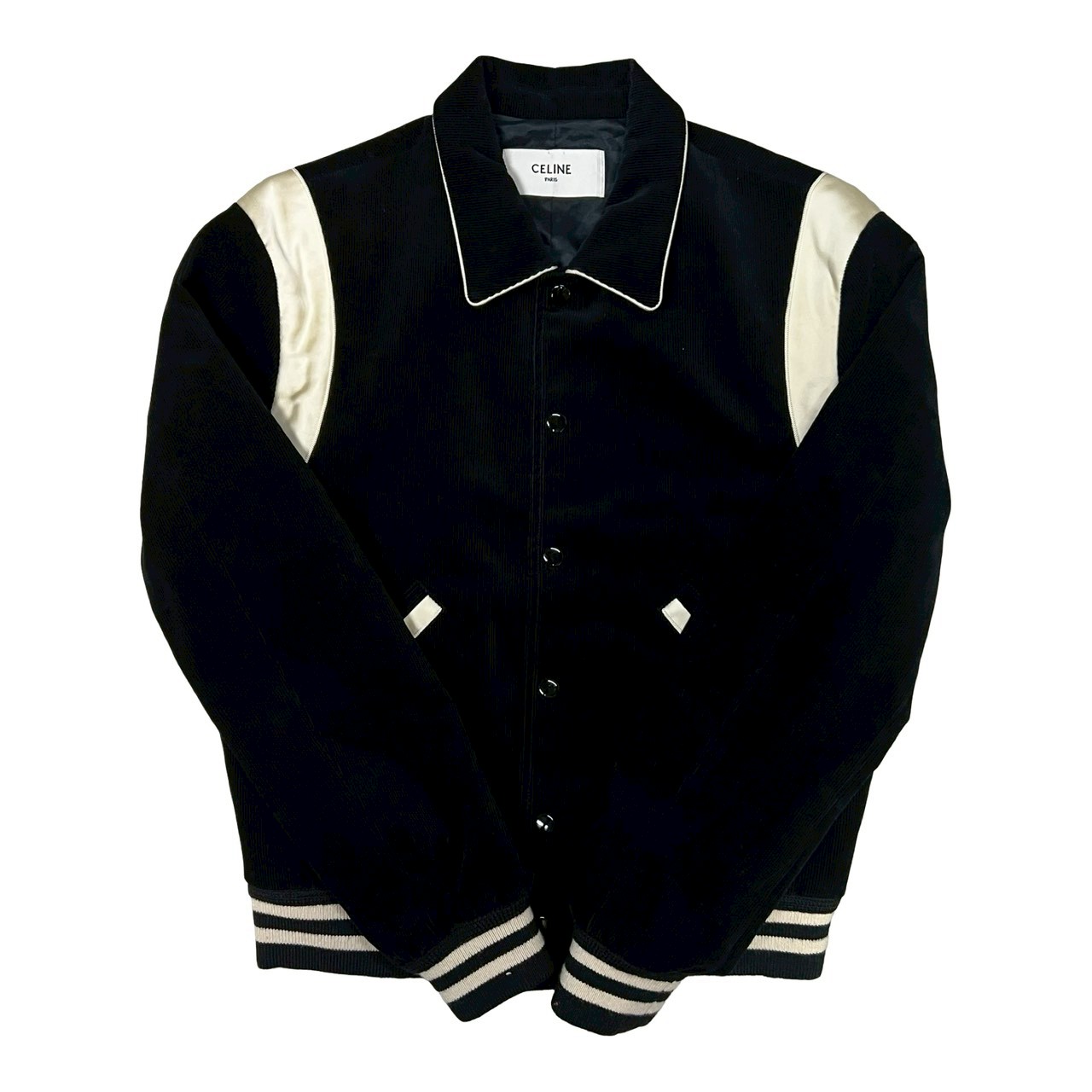 versity jacket vintage celine テディジャケット クラシック テディジャケット / テクスチャード加工ウール - ブラック