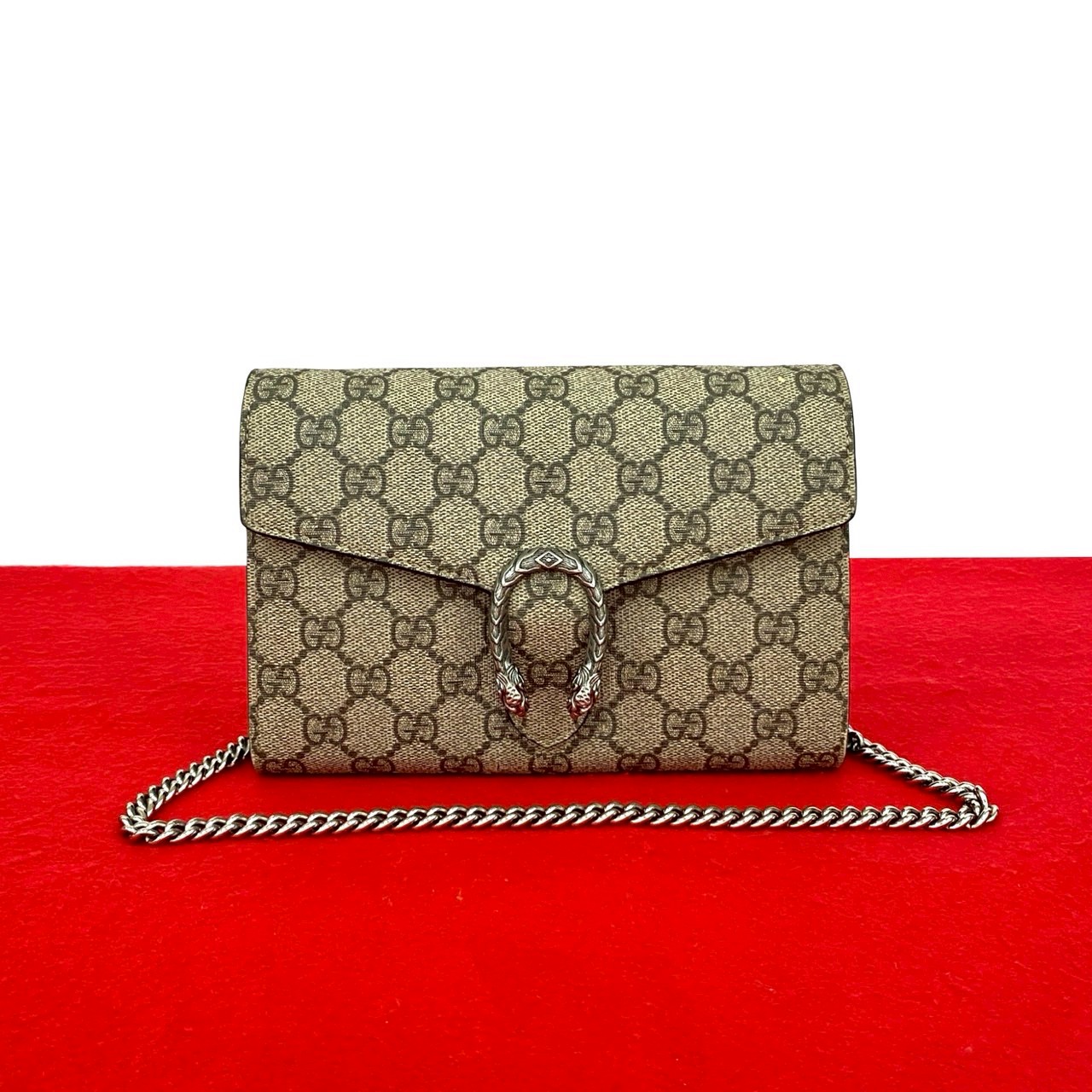 【ポイント2倍】極 美品 GUCCI グッチ ディオニュソス GGスプリーム レザー チェーン ショルダーバッグ ショルダーウォレット ポシェット ブラウン 97530【送料無料】【中古】