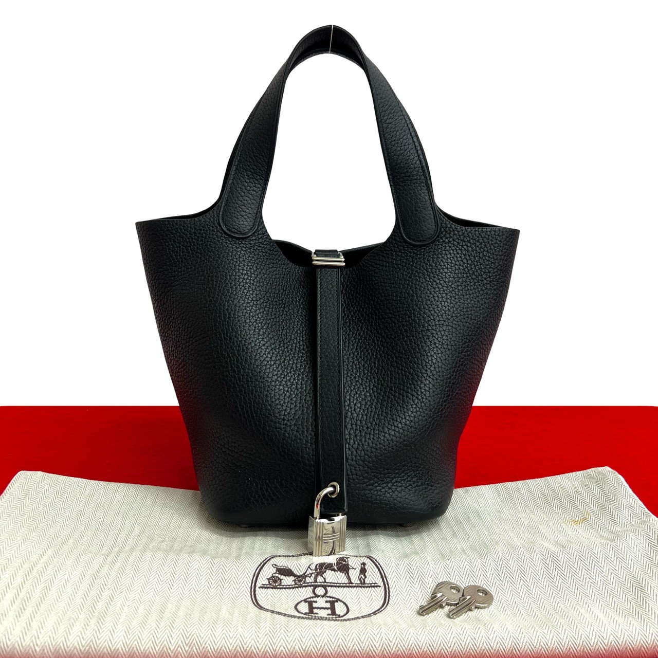 【ポイント2倍】極 美品 袋 鍵付き HERMES エルメス ピコタンロック PM トリヨンクレマンス レザー 本革 ハンドバッグ ミニトートバッグ ブラック 35127【送料無料】【中古】