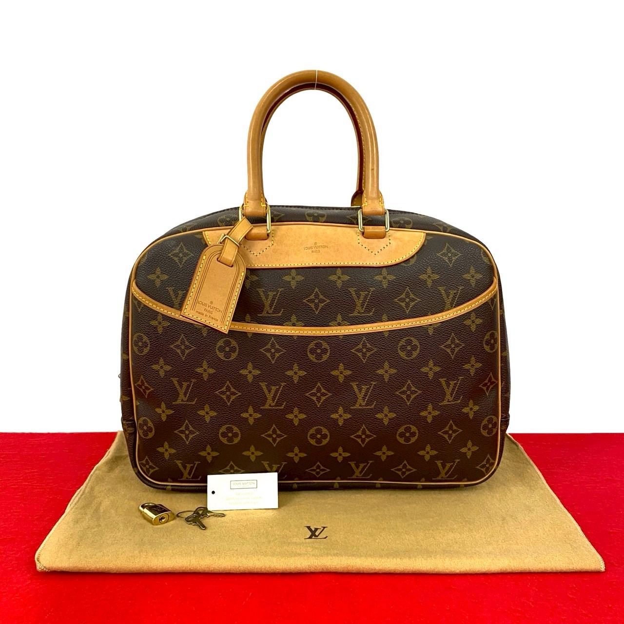 【ポイント2倍】極 美品 LOUIS VUITTON ルイヴィトン ヴィンテージ ドーヴィル モノグラム レザー ハンドバッグ ミニ ボストンバッグ ブラウン 26694【送料無料】【中古】