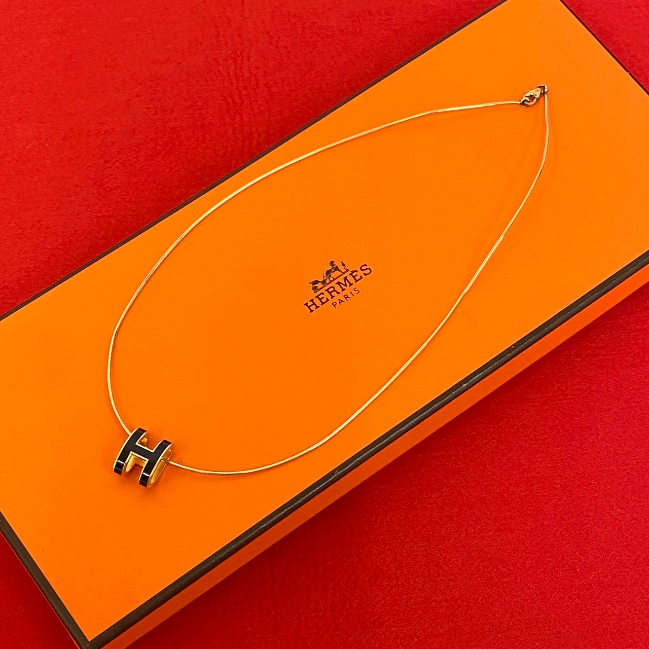 【ポイント2倍】極 美品 HERMES エルメス ポップアッシュ H モチーフ ネックレス GP ペンダント チョーカー アクセサリー ゴールド ブラック 15361【送料無料】【中古】｜Trip Vintage