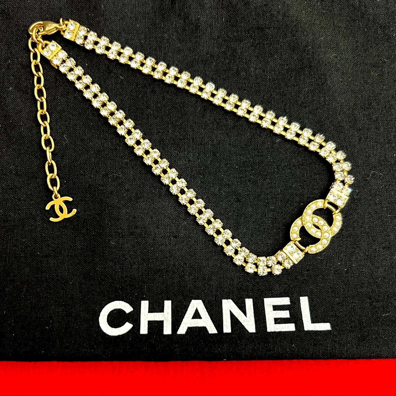 【ポイント2倍】極 美品 L21V CHANEL シャネル ココマーク GP ラインストーン フェイクパール ネックレス チョーカー アクセサリー ゴールド 10627【送料無料】【中古】｜Trip Vintage