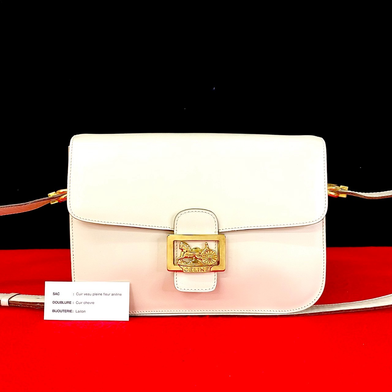 【ポイント2倍】極 美品 CELINE セリーヌ ヴィンテージ 馬車 金具 レザー 本革 ショルダーバッグ クロスボディバッグ オフ ホワイト アイボリー 20958 【送料無料】【中古】｜Trip Vintage