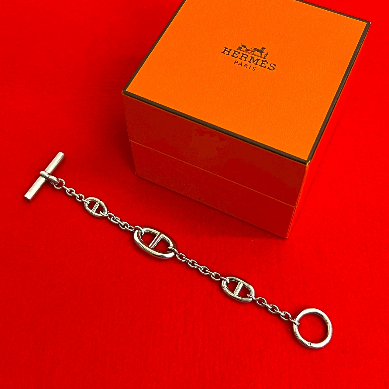 【ポイント2倍】極 美品 保存箱付き HERMES エルメス ファランドール シルバー925 チェーン ブレスレット バングル アクセサリー シルバー 02481 【送料無料】【中古】｜Trip Vintage