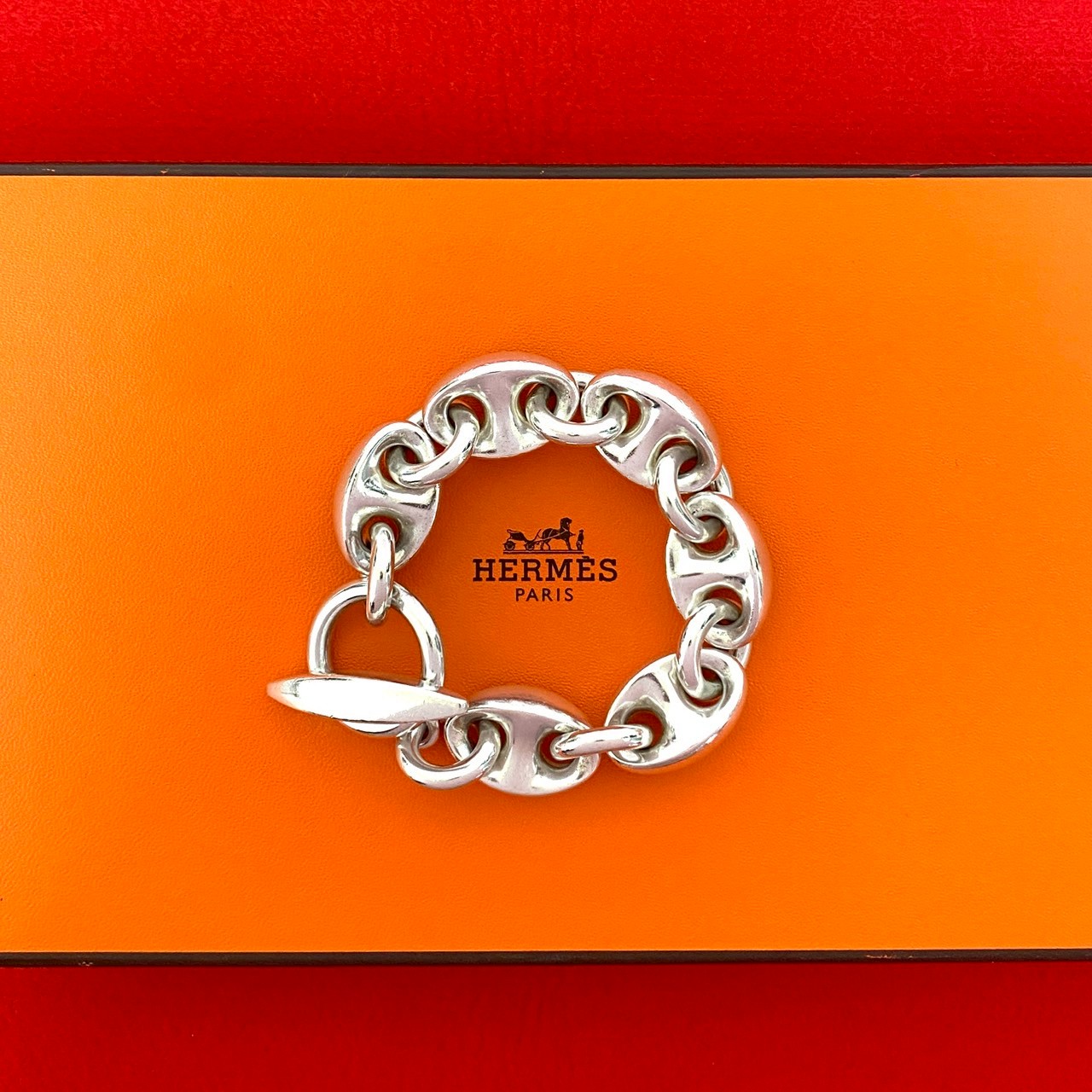 【ポイント2倍】極 美品 HERMES エルメス ネプチューン ブレスレット シルバー925 チェーン バングル アクセサリー メンズ シルバー 21158【送料無料】【中古】