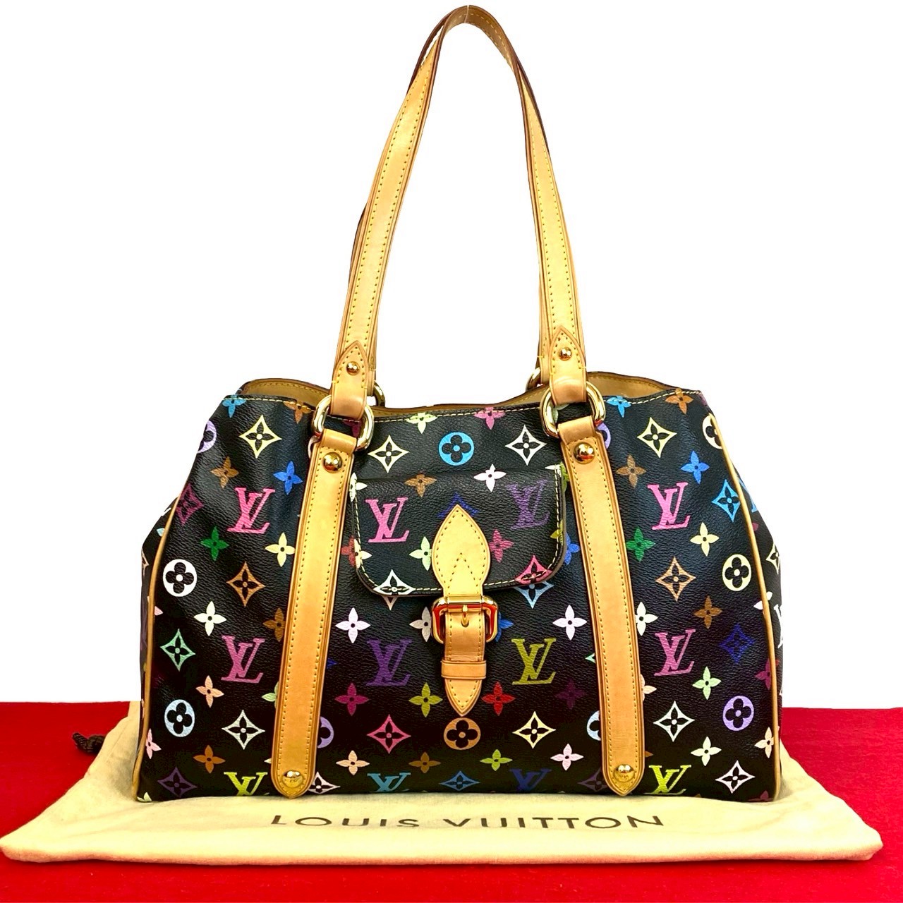 【尖んがり2倍】極 美品 袋付き添い人 LOUIS VUITTON ルイヴィトン オーレリア MM モノグラム マルチ色つや なめし革 トートバッグ 虚蝉 ショルダーバッグ 04856【貨物輸送無料】【中古】