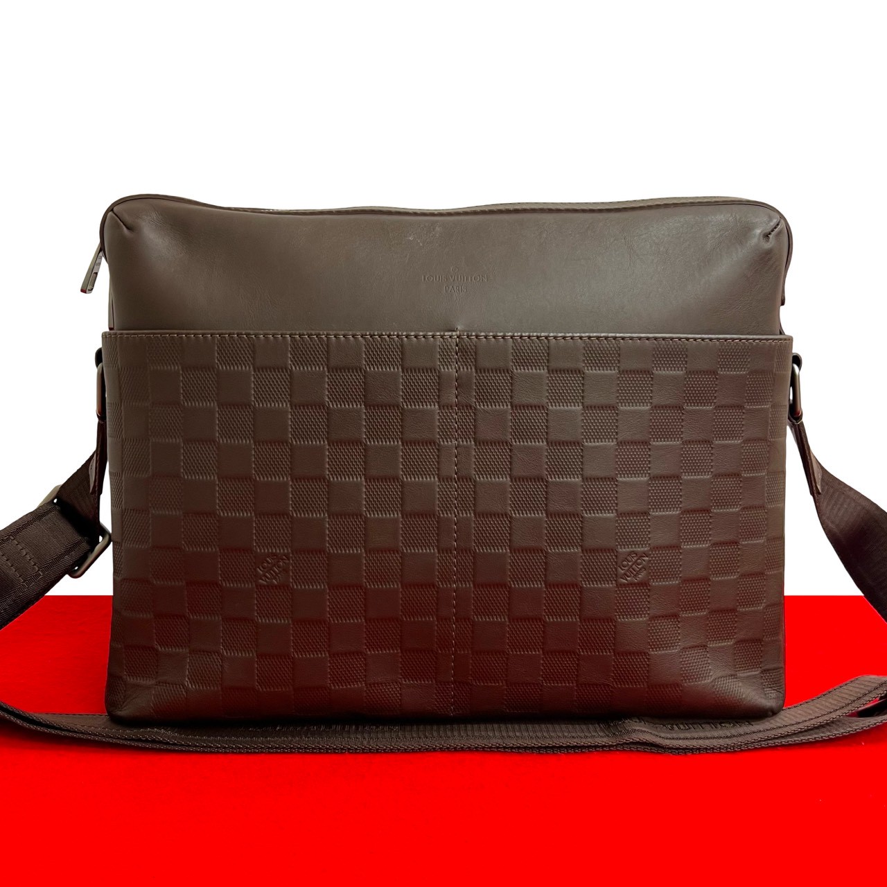 【ポイント2倍】極 美品 LOUIS VUITTON ルイヴィトン カリプソ MM ダミエアンフィニ レザー 本革 ショルダーバッグ ビジネスバッグ ブラウン 03775【送料無料】【中古】