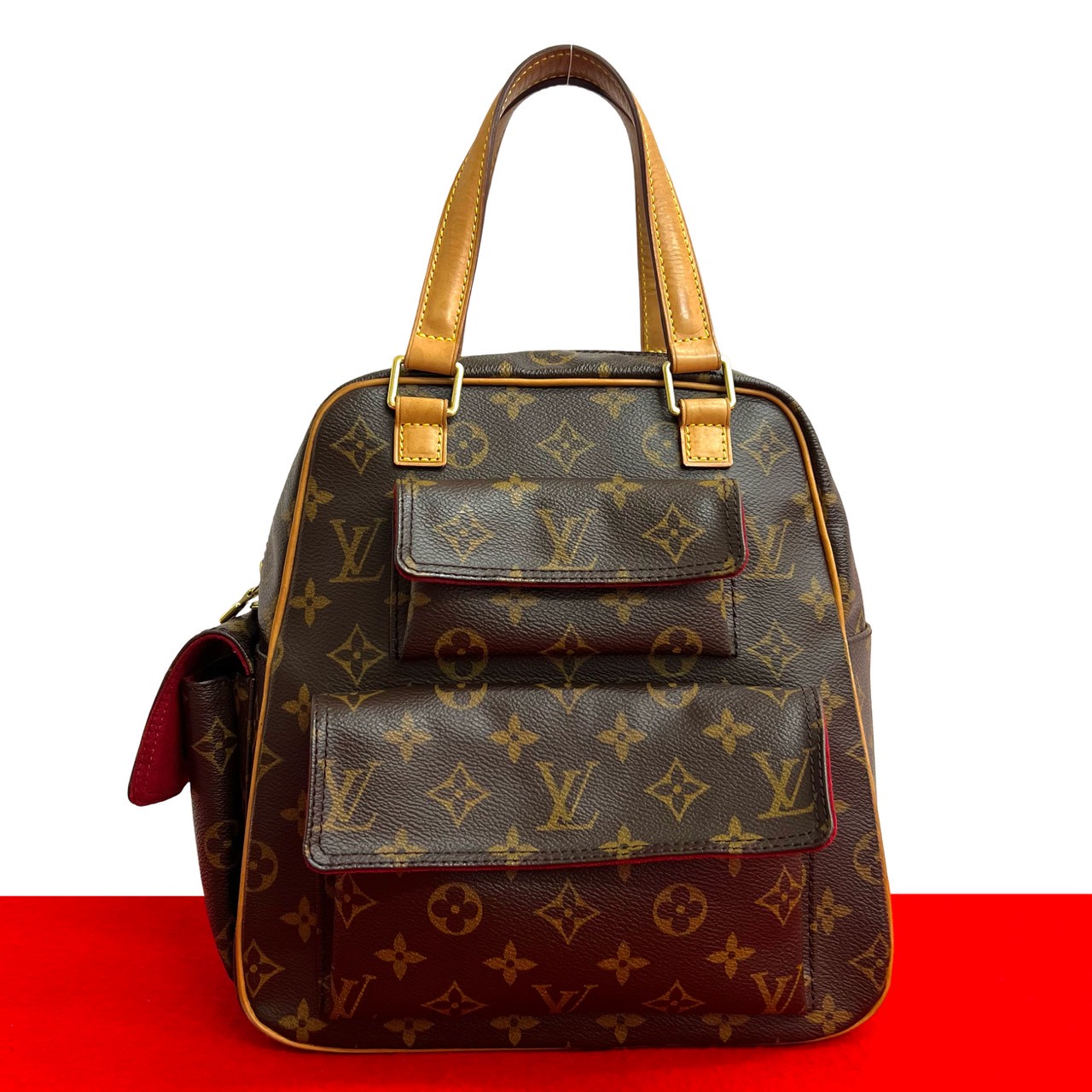 【ポイント2倍】極 美品 LOUIS VUITTON ルイヴィトン ヴィンテージ エクサントリ シテ モノグラム レザー ハンドバッグ ミニ ボストンバッグ 茶 2313a【送料無料】【中古】