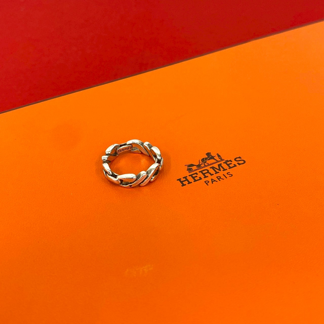 【ポイント2倍】極 美品 希少品 HERMES エルメス ヴィンテージ チェーン モチーフ シルバー800 リング 指輪 8号 アクセサリー レディース 33287【送料無料】【中古】
