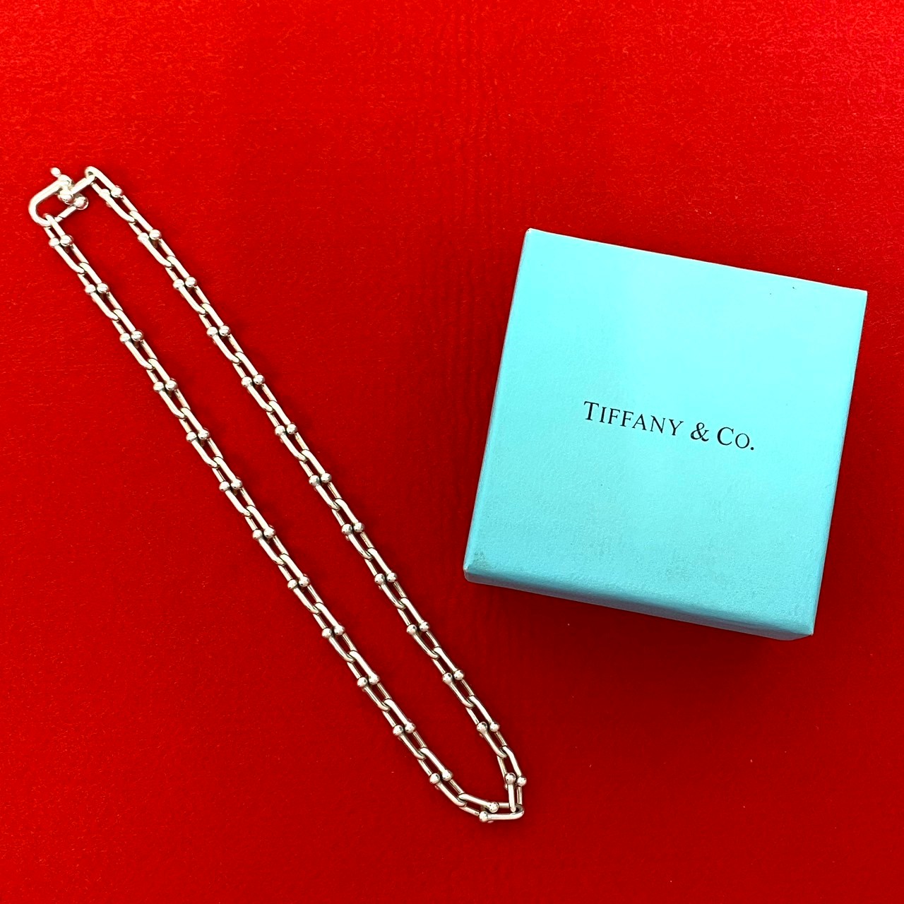 【ポイント2倍】極 美品 TIFFANY&Co. ティファニー ハードウェア スモールリンク ネックレス シルバー925 チェーン チョーカー アクセサリー 24722【送料無料】【中古】