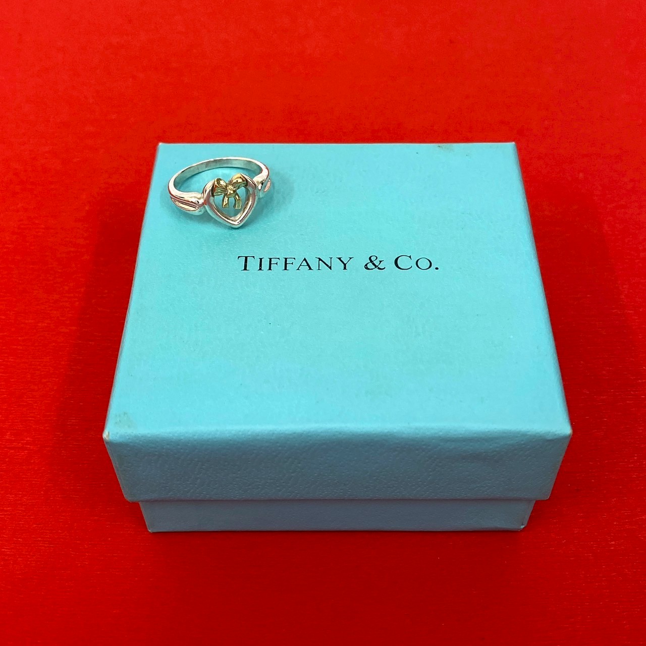 【ポイント2倍】極 美品 TIFFANY&Co. ティファニー ハート リボン コンビ リング シルバー925 K18ゴールド 指輪 14号 シルバー 40982【送料無料】【中古】