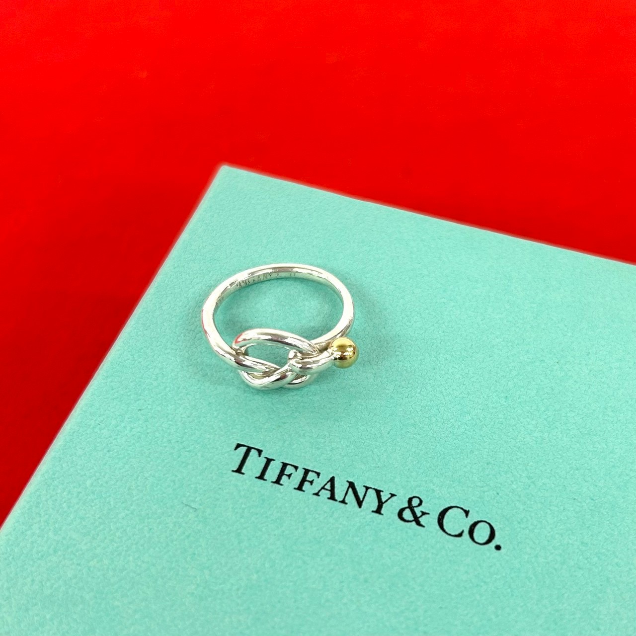【ポイント2倍】極 美品 TIFFANY&Co. ティファニー ラブノット リング シルバー925 K18 750YG 指輪 10号 シルバー イエローゴールド 12485【送料無料】【中古】