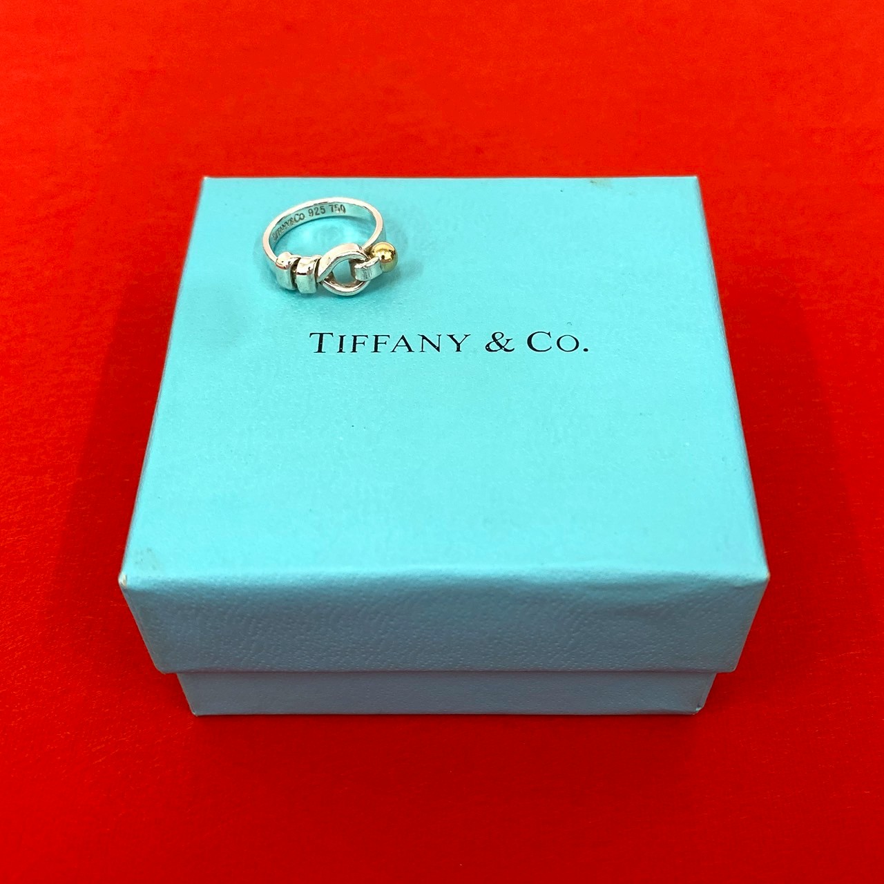 【ポイント2倍】極 美品 TIFFANY&Co. ティファニー フラットワイヤー リング フック＆アイ シルバー925 K18イエローゴールド 指輪 7号 アクセサリー 29654【送料無料】【中古】