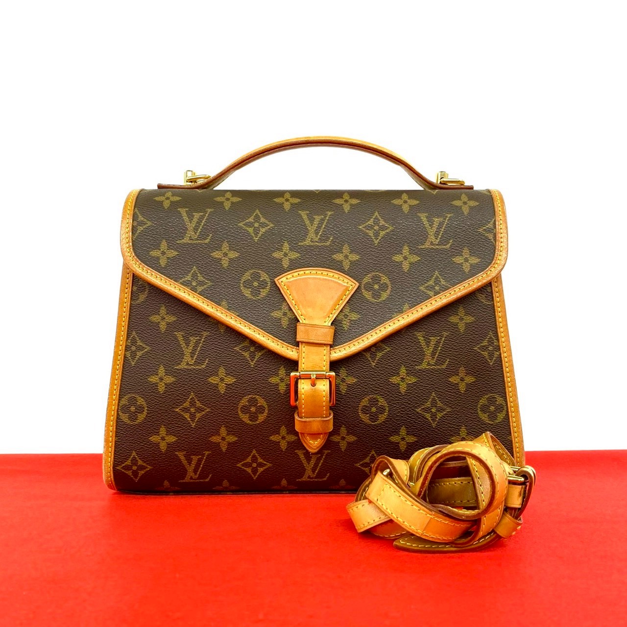 【尖んがり2倍】ほぼ未当てはめる LOUIS VUITTON ルイヴィトン ヴィンテージ 呼びりん大気圏 モノグラム なめし革 2way ハンドバック ショルダーバッグ 赤銅色 27132【貨物輸送無料】【中古】
