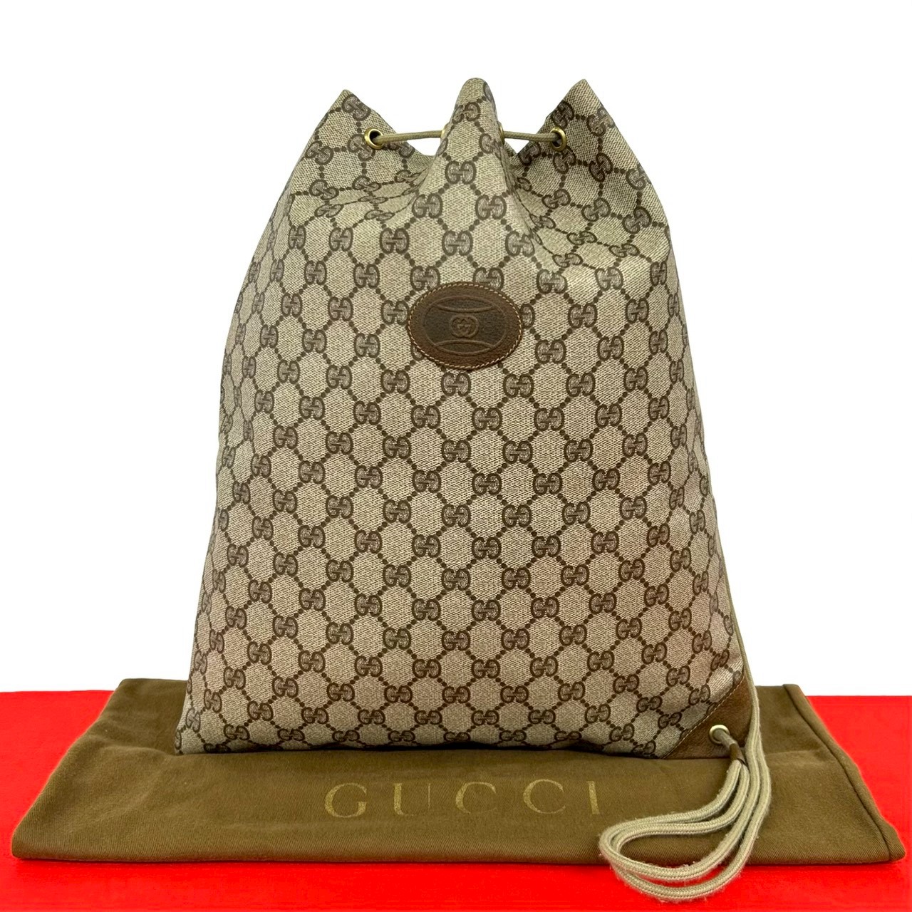 【尖んがり2倍】極 美品 袋付き添い人 GUCCI グッチ 年寄りのグッチ ヴィンテージ GG ロゴタイプ なめし革 本革 合切袋 虚蝉 ショルダーバッグ 赤銅色 茶 98152【貨物輸送無料】【中古】