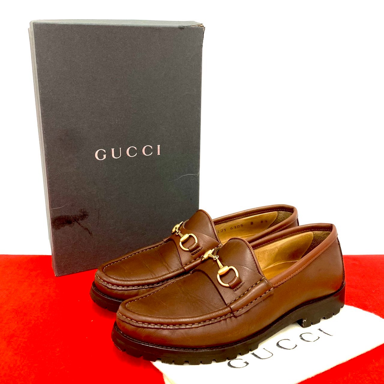 【ポイント2倍】極 美品 箱 袋付き GUCCI グッチ ホースビット 金具 レザー 本革 ローファー スリッポン シューズ レディース ブラウン 茶 52971【送料無料】【中古】 21,158円
