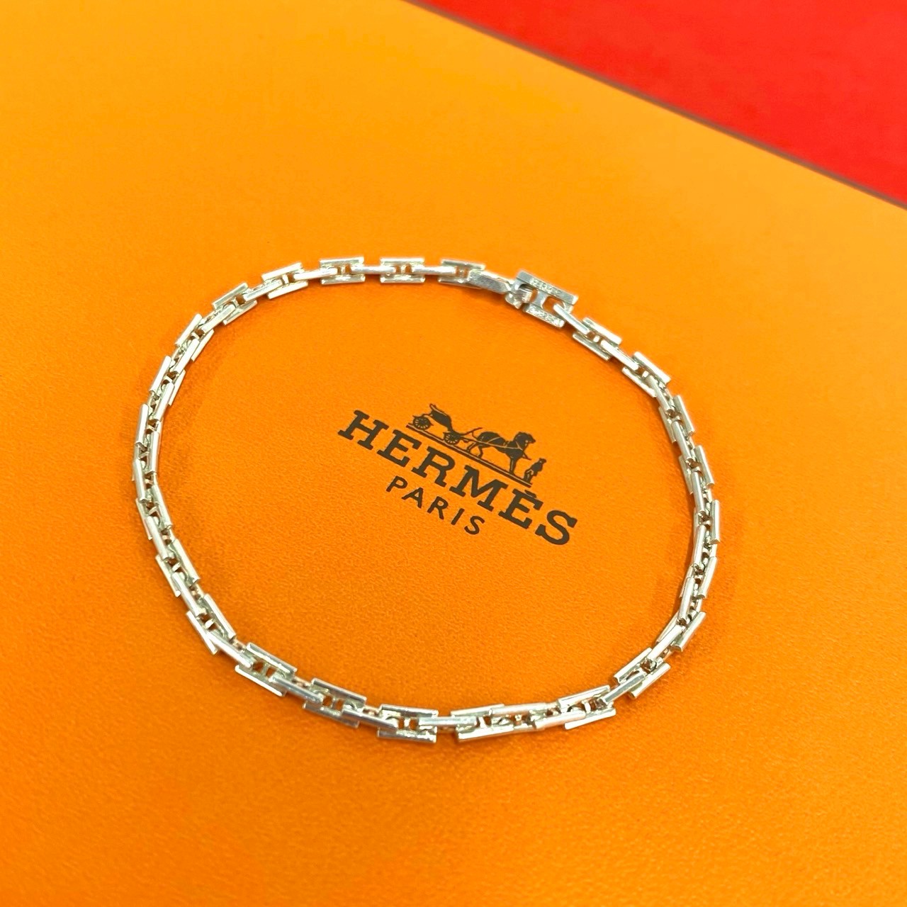 【尖んがり2倍】極 美品 HERMES エルメス ヘラクレス PM しろがね色925 チェーン店 腕輪 バングル 添え物 しろがね色 93982【貨物輸送無料】【中古】