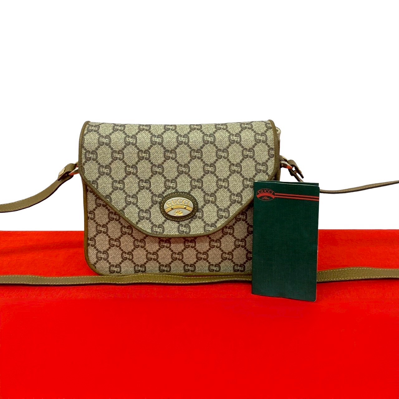 【尖んがり2倍】極 美品 GUCCI グッチ 年寄りのグッチ ヴィンテージ グッチつけ加える ロゴタイプ 金具 なめし革 ショルダーバッグ ポシェット 赤銅色 92205【貨物輸送無料】【中古】