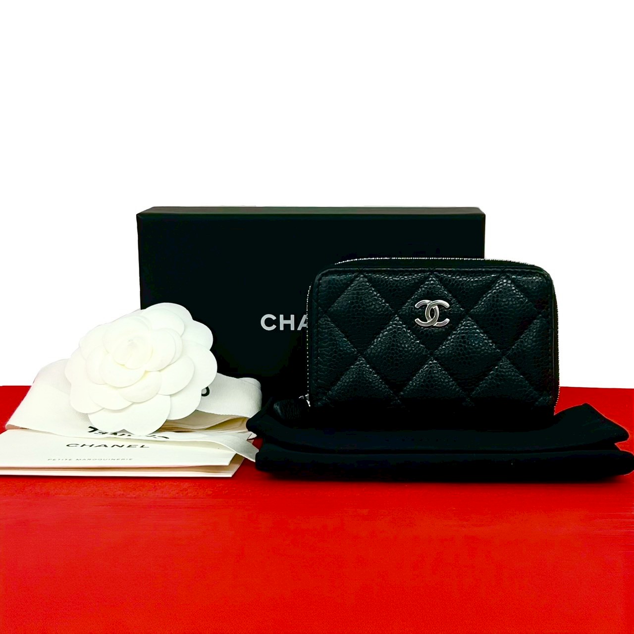 【尖んがり2倍】未当てはめる蔵入り品 押捺有 手当たり次第番台 CHANEL シャネル マトラッセ ココマーク キャビア人はだ コインケース 御釣り入れ 黒いこと 59755【貨物輸送無料】【中古】