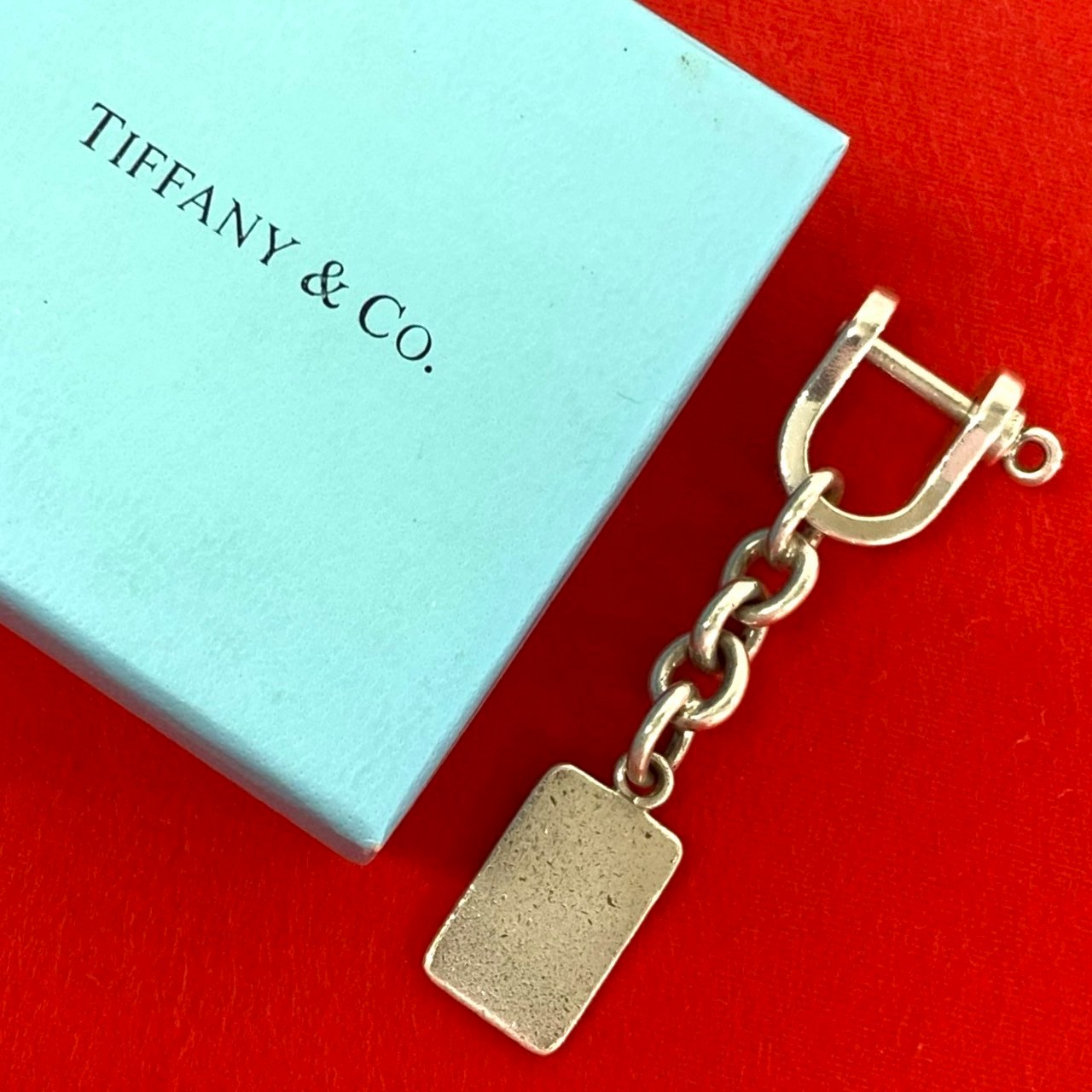 【尖んがり2倍】極 美品 TIFFANY\u0026Co. ティファニー インゴット 赤ちょうちん引きつける しろがね色925 キーホルダー キール輪っか しろがね色 16875【貨物輸送無料】【中古】