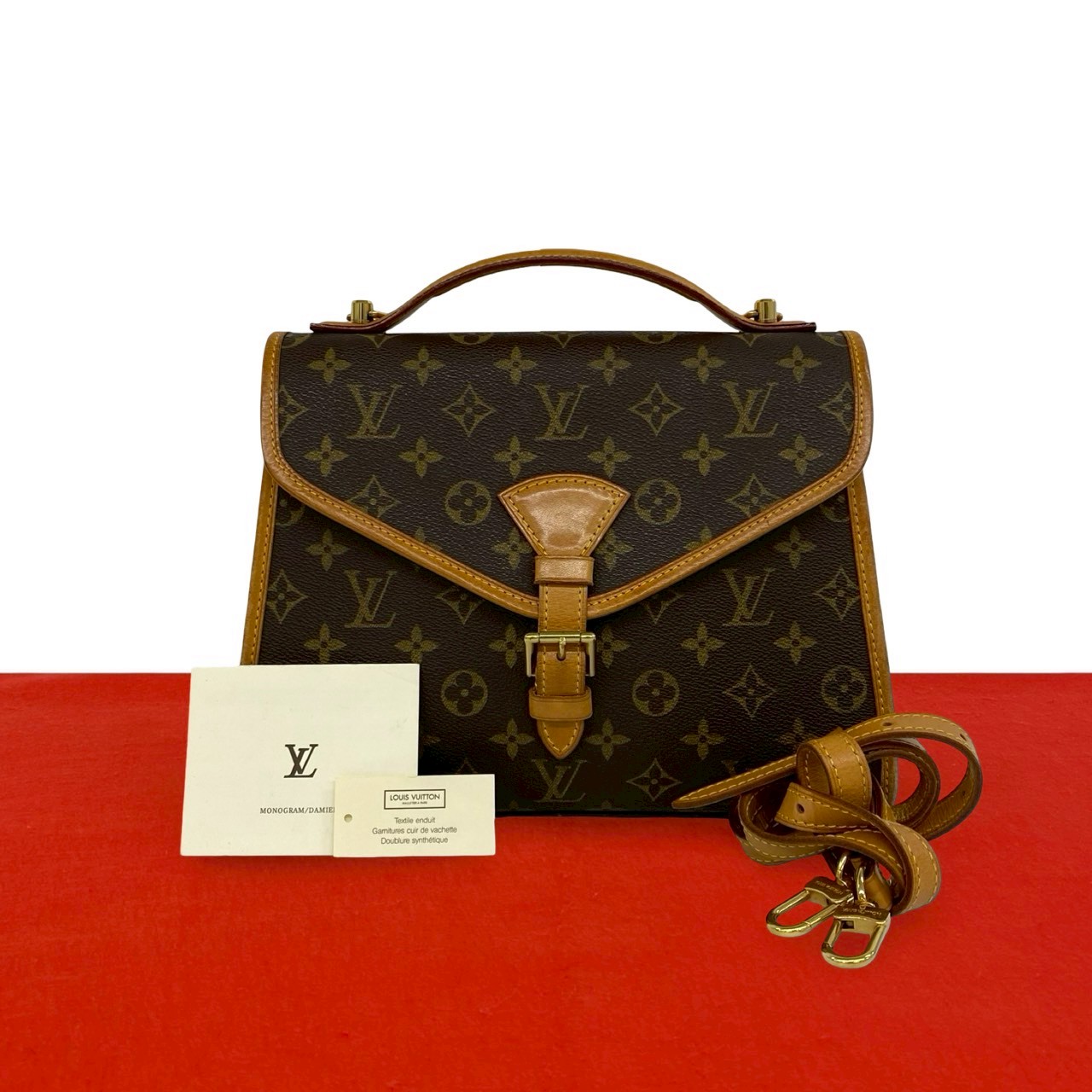 【尖んがり2倍】極 美品 LOUIS VUITTON ルイヴィトン ヴィンテージ 呼びりんエア湖 モノグラム 2way なめし革 本革 ショルダーバッグ ハンドバック 赤銅色 26304 【貨物輸送無料】【中古】