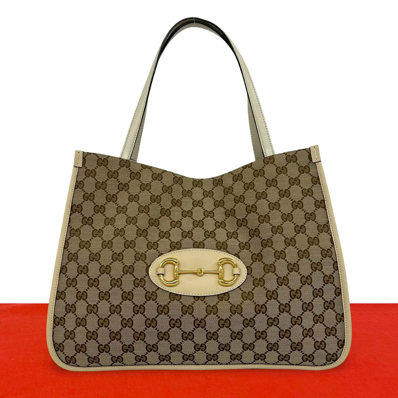 【尖んがり2倍】未当て嵌める蔵置き品 GUCCI グッチ GG ロゴタイプ 導管ビット 金具 帆布 なめし革 本革 トートバッグ 空蝉 ショルダーバッグ ベージュ 05060【貨物輸送無料】【中古】