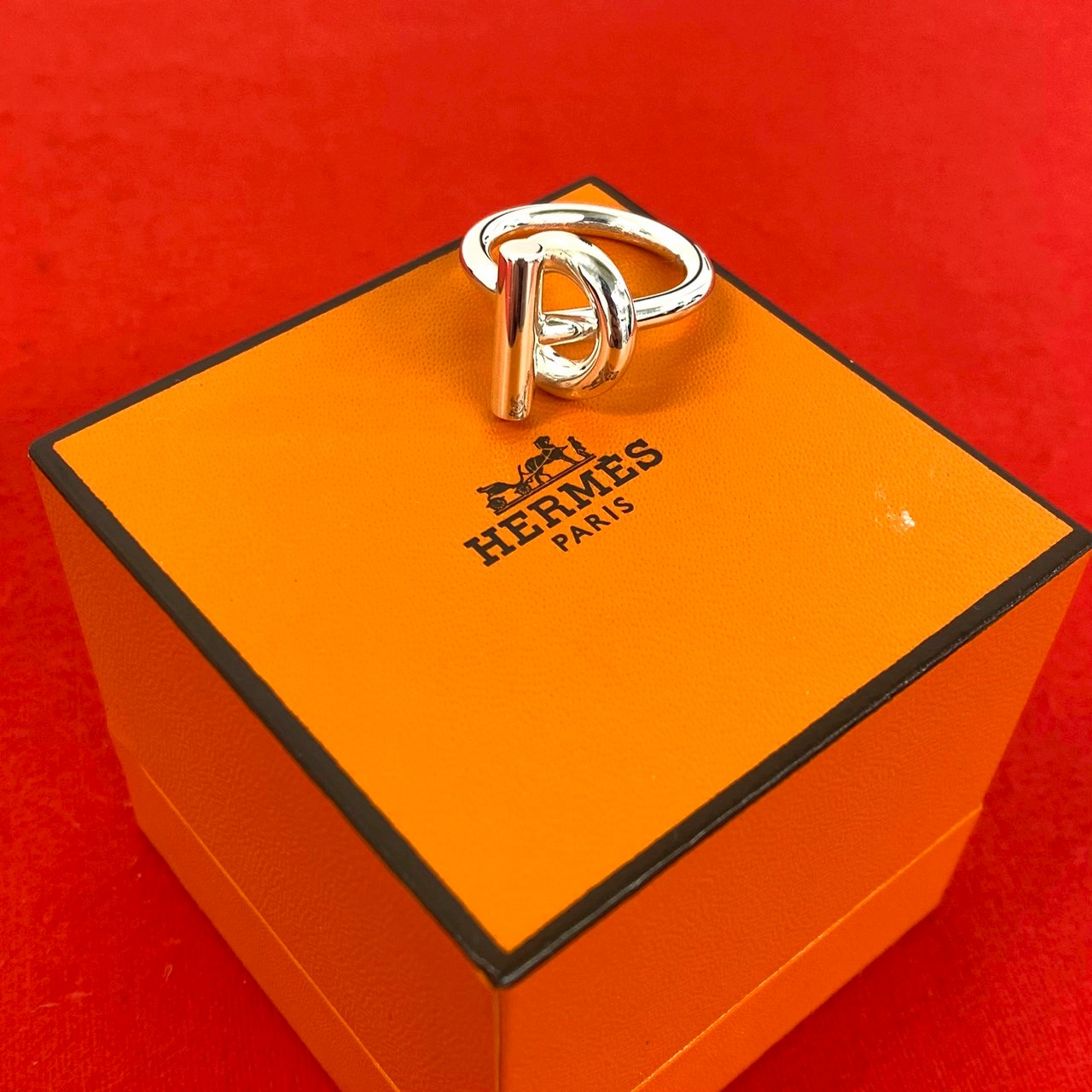 【ポイント2倍】極 美品 箱付き HERMES エルメス エシャペ リング シルバー925 指輪 16号 メンズ アクセサリー シルバー 37584【送料無料】【中古】|Trip Vintage