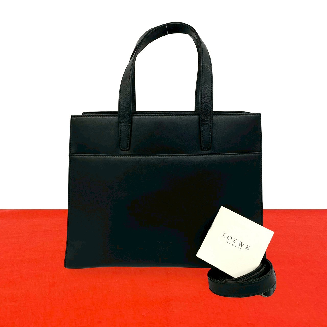 【ポイント2倍】極 美品 LOEWE ロエベ アナグラム ロゴ ナッパ レザー 本革 2way ハンドバッグ ミニ トートバッグ ショルダーバッグ ブラック 27741【送料無料】【中古】|Trip Vintage