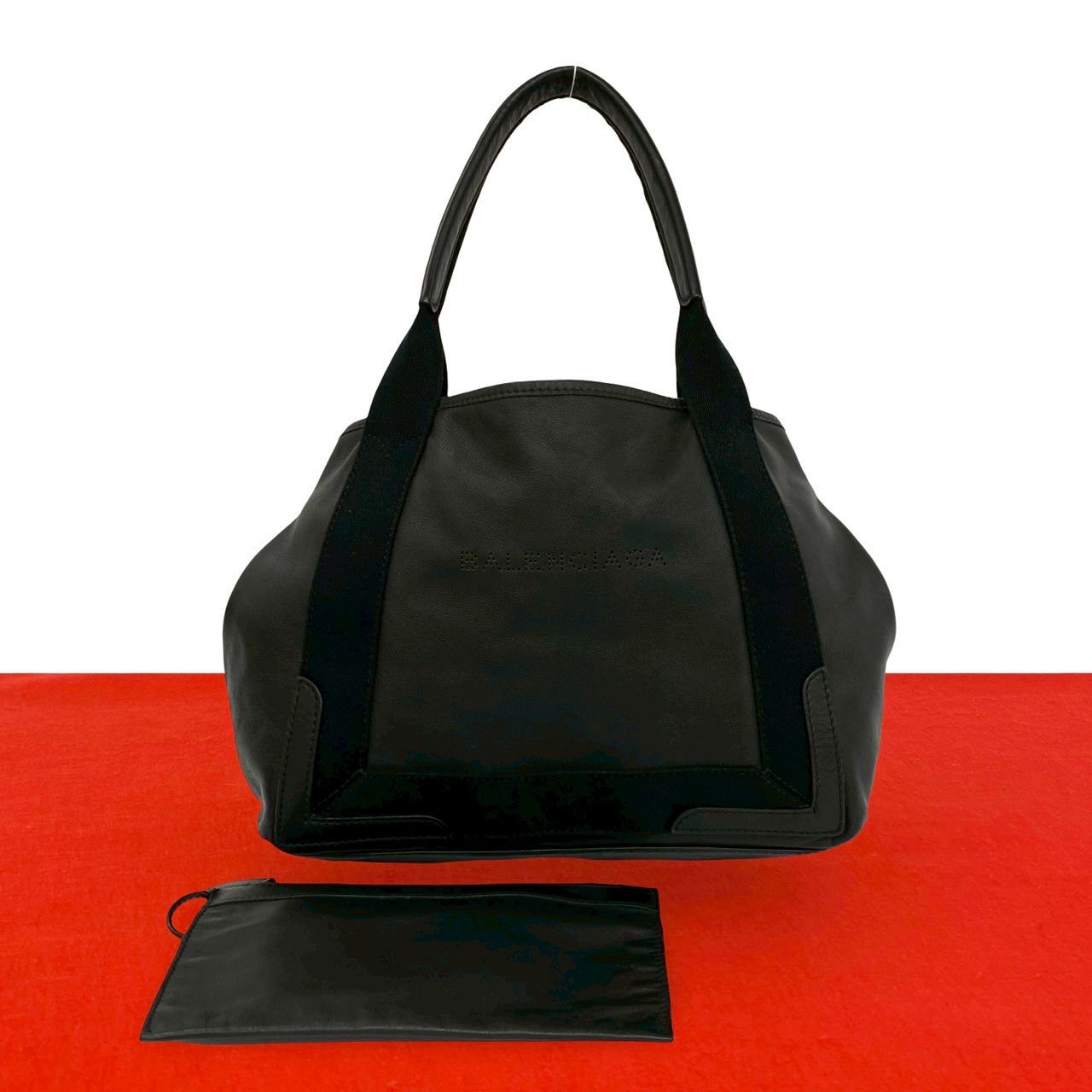 【ポイント2倍】極 美品 BALENCIAGA バレンシアガ ネイビーカバス XS レザー 本革 キャンバス トートバッグ ハンドバッグ セミショルダー ブラック 87602【送料無料】【中古】｜Trip Vintage