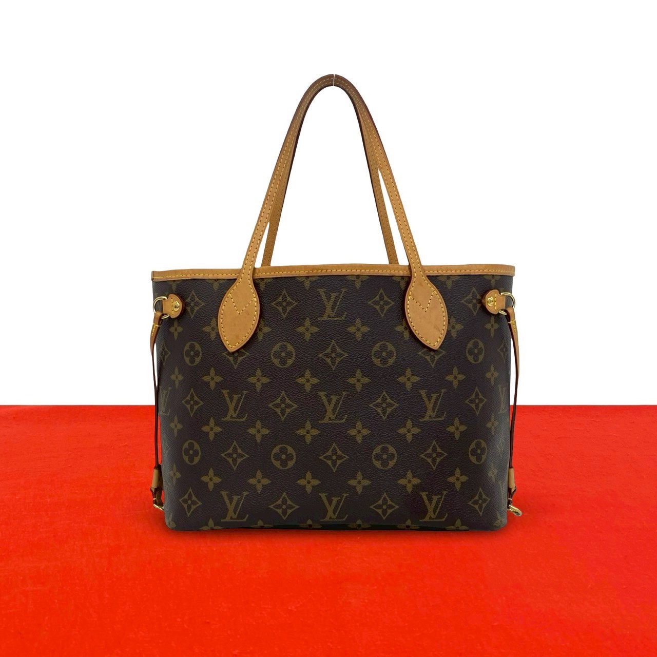 【尖んがり2倍】極 美品 LOUIS VUITTON ルイヴィトン ネヴァーフル PM モノグラム ロゴタイプ 柄 なめし革 本革 トートバッグ ハンドバック 赤銅色 19519 【貨物輸送無料】【中古】