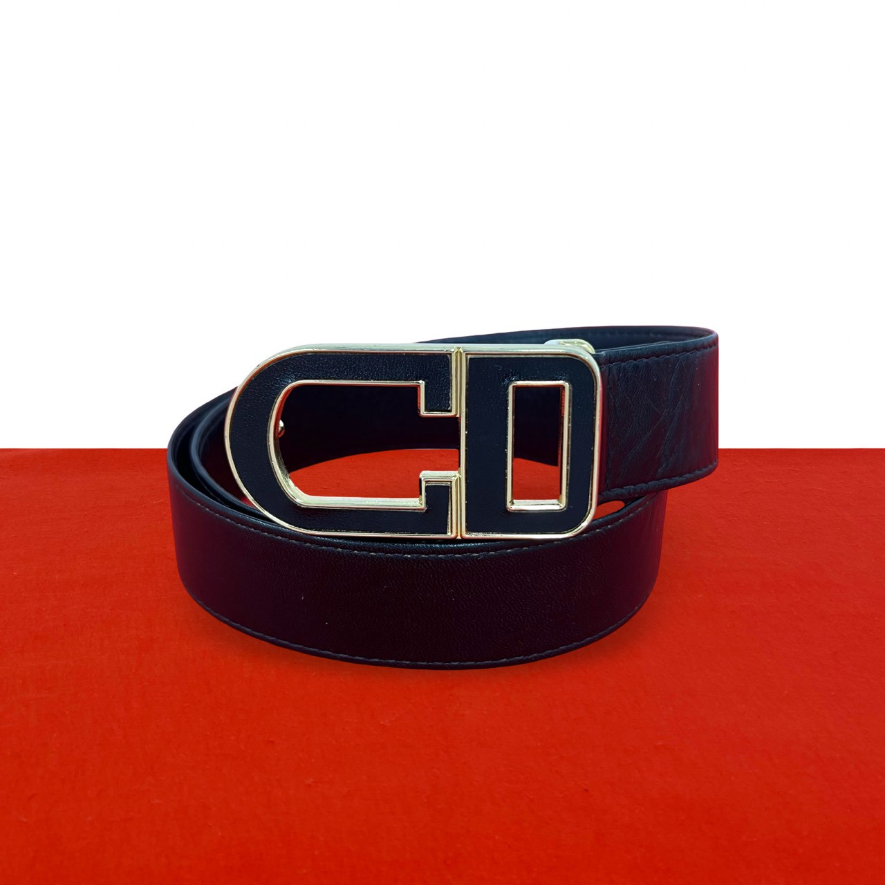 【尖んがり2倍】極 美品 Christian Dior ディオール CD ロゴタイプ なめし革 本革 三尺帯 黒いこと 黒 36652【貨物輸送無料】【中古】