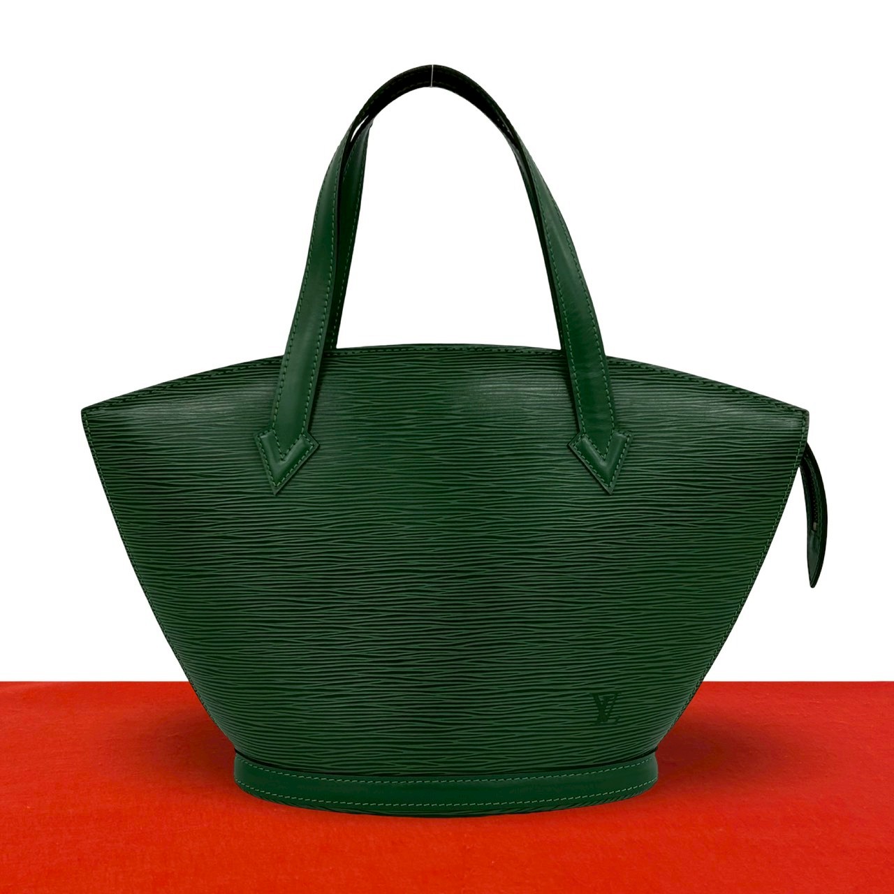 【尖んがり2倍】未当てはめる蔵入り品 LOUIS VUITTON ルイヴィトン ヴィンテージ サンジャック エピ なめし革 ハンドバック トートバッグ ボルネオ緑であること 23673【貨物輸送無料】【中古】