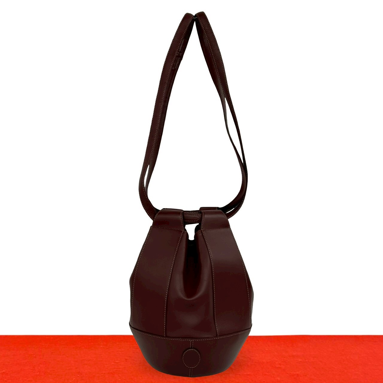 【尖んがり2倍】極 美品 CARTIER カルティエ ヴィンテージ 帆柱生産ライン なめし革 本革 合切袋 空蝉 ショルダーバッグ ぶどう酒赤いこと ボルドーワイン 38125【貨物輸送無料】【中古】