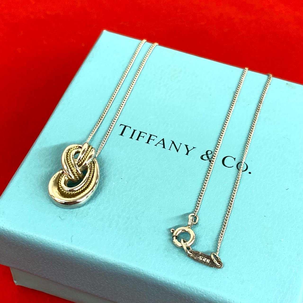 【ポイント2倍】極 美品 TIFFANY&Co. ティファニー ツイスト ノット ロープ ネックレス シルバー925 K18イエローゴールド アクセサリー シルバー 95253 【送料無料】【中古】｜Trip Vintage