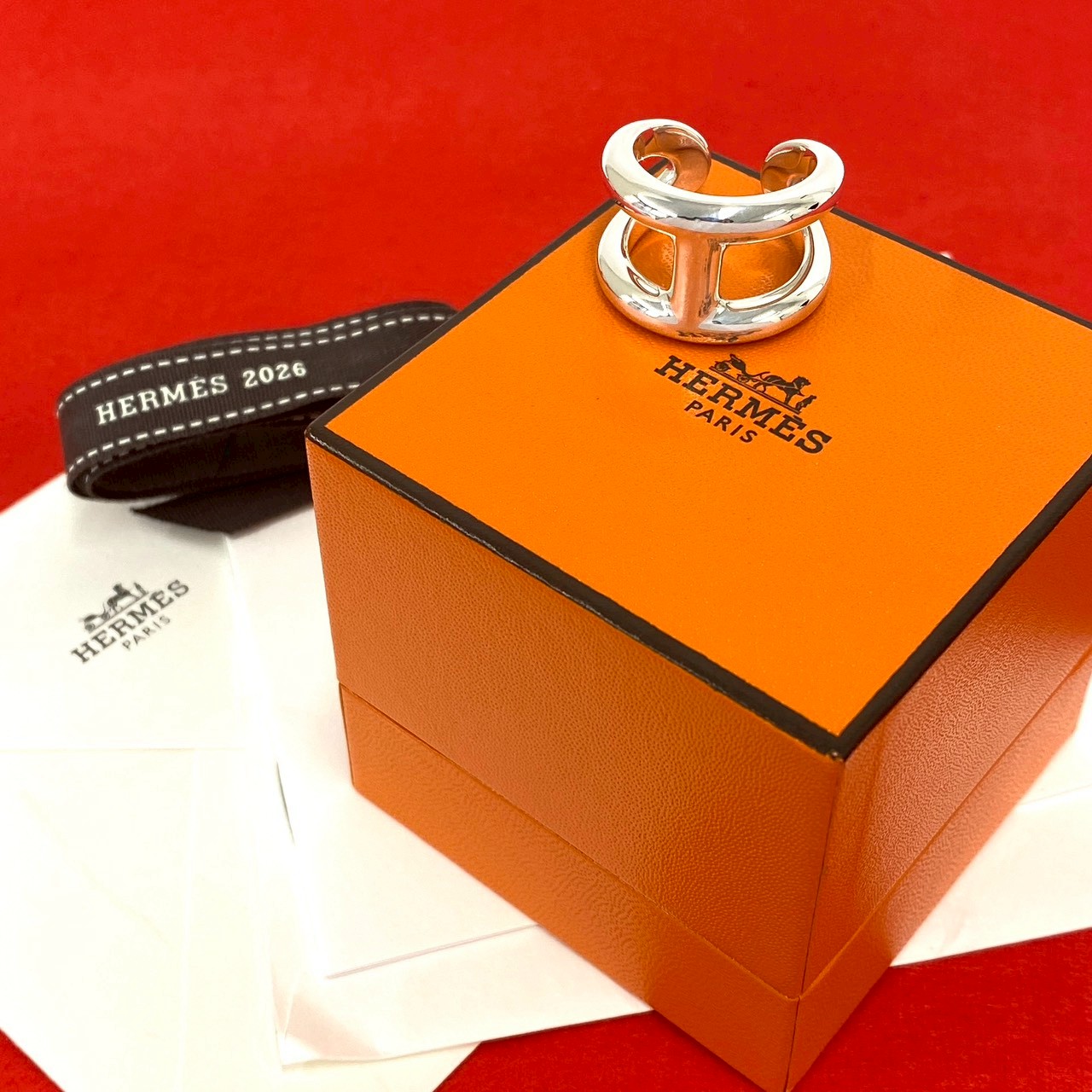 【ポイント2倍】極 美品 箱付き HERMES エルメス オスモズ GM シルバー925 リング 指輪 18号 アクセサリー メンズ シルバー 56118【送料無料】【中古】｜Trip Vintage 159,100円