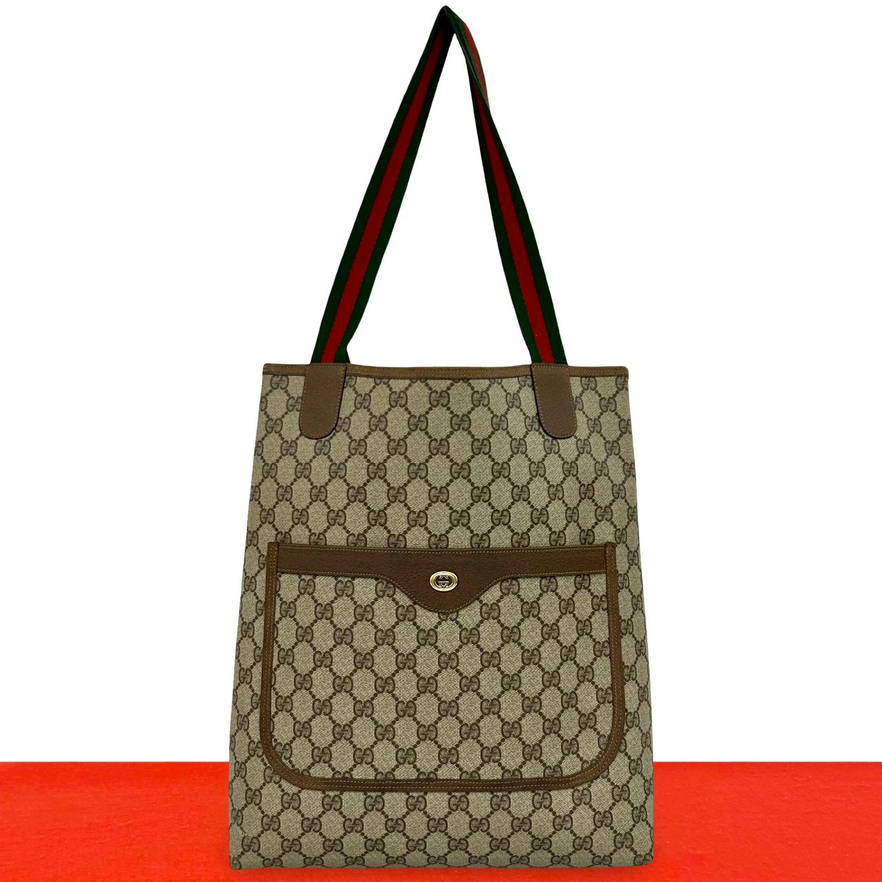 【ポイント2倍】極 美品 GUCCI グッチ オールドグッチ ヴィンテージ シェリーライン GG ロゴ 金具 レザー 本革 トートバッグ ハンドバッグ ブラウン 30628【送料無料】【中古】|Trip Vintage